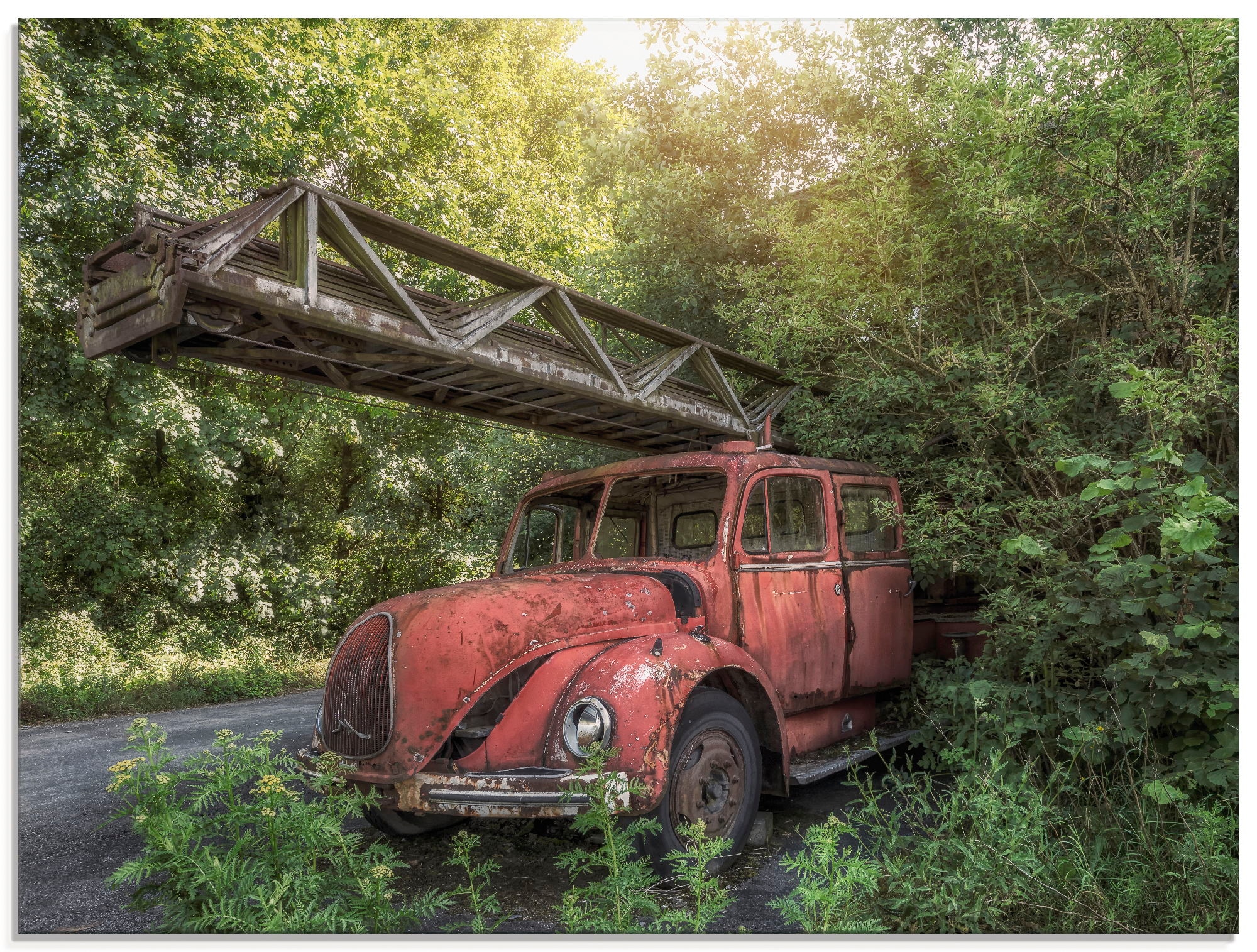 Artland Glasbild "Rostlaube Feuerwehrauto", Auto, (1 St.), in verschiedenen günstig online kaufen