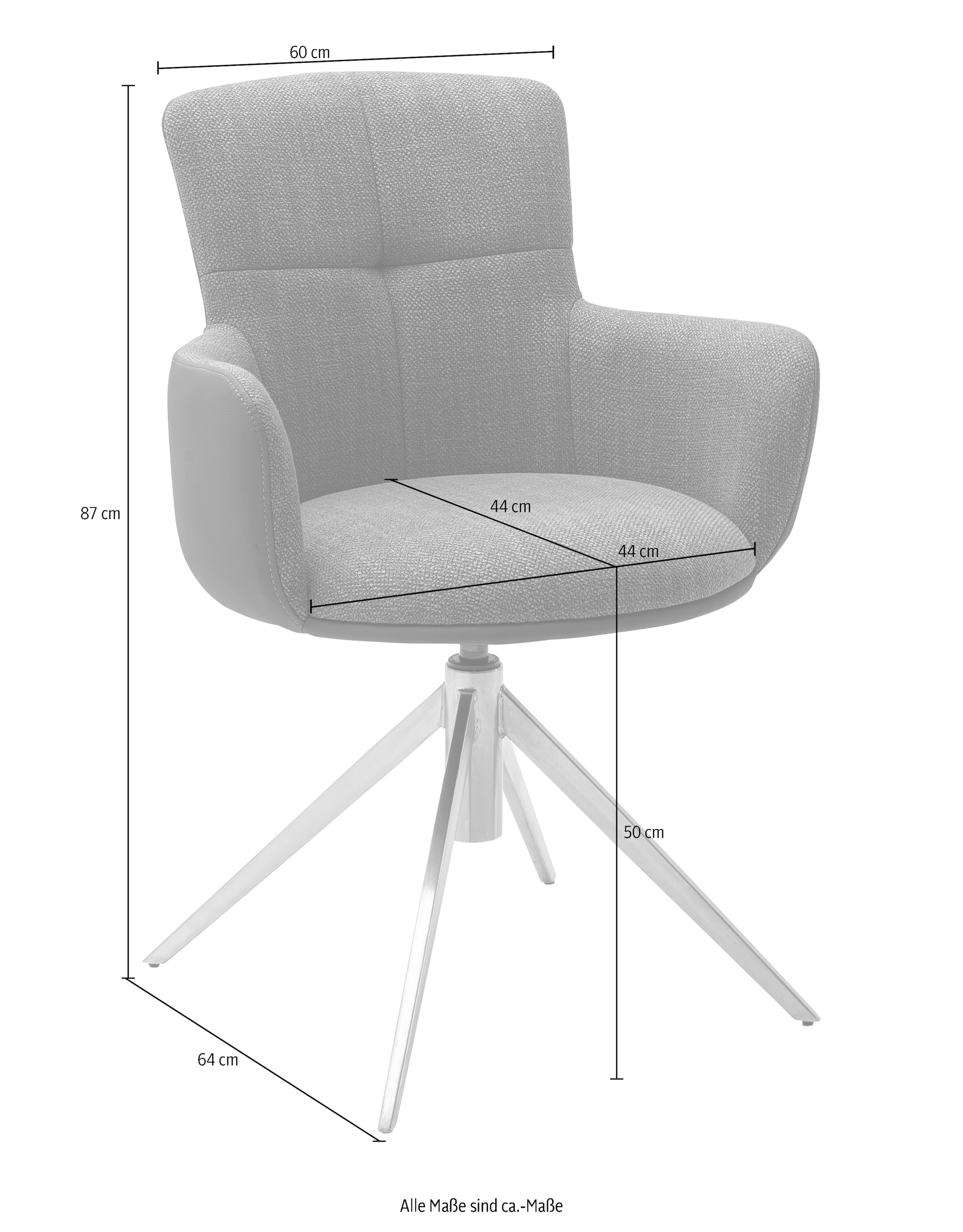 MCA furniture Esszimmerstuhl »Mecana«, (Set), 2 St., 2er Set Materialmix, Stuhl 360° drehbar mit Nivellierung, bis 120 kg