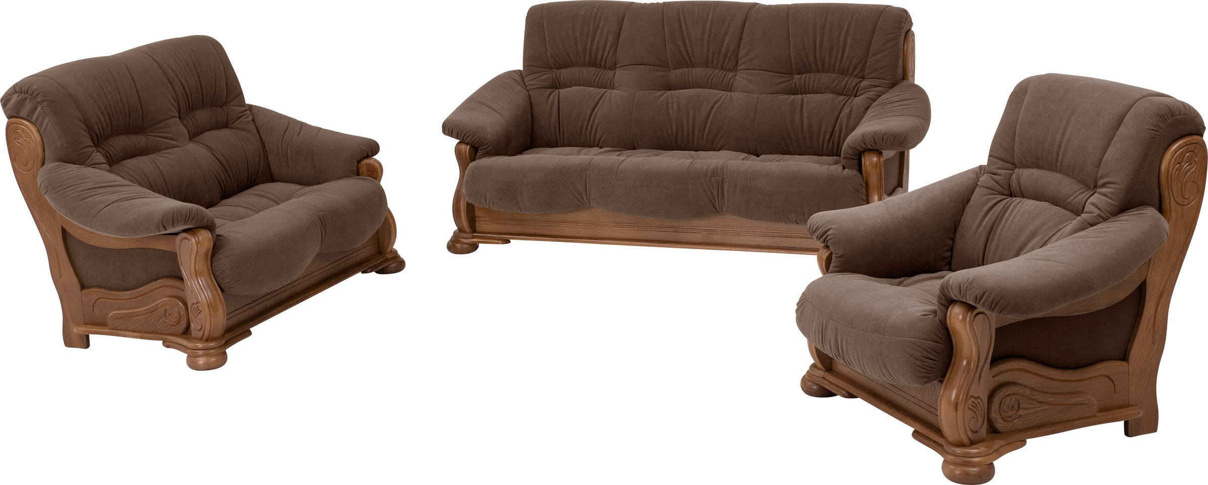 Max Winzer® 2-Sitzer »Texas, dekoratives Holzgestell aus Eiche mit gefrästen Ornamenten«, bequemer Retro Klassiker, kompakte Stellfläche Breite 147cm