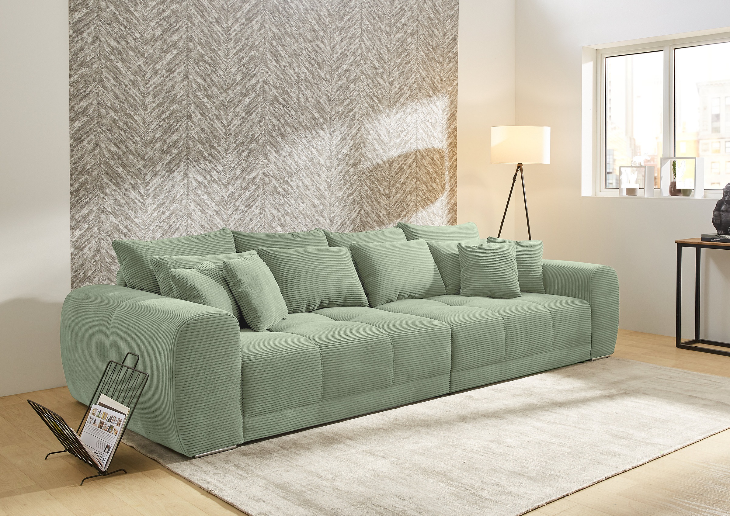 Jockenhöfer Gruppe Big-Sofa »Moldau, B. 306 cm, mit Federkernpolsterung, Liegefläche 120x240 cm« Mega-Sofa im XXL-Format, mit 8 Rückenkissen und 4 Zierkissen