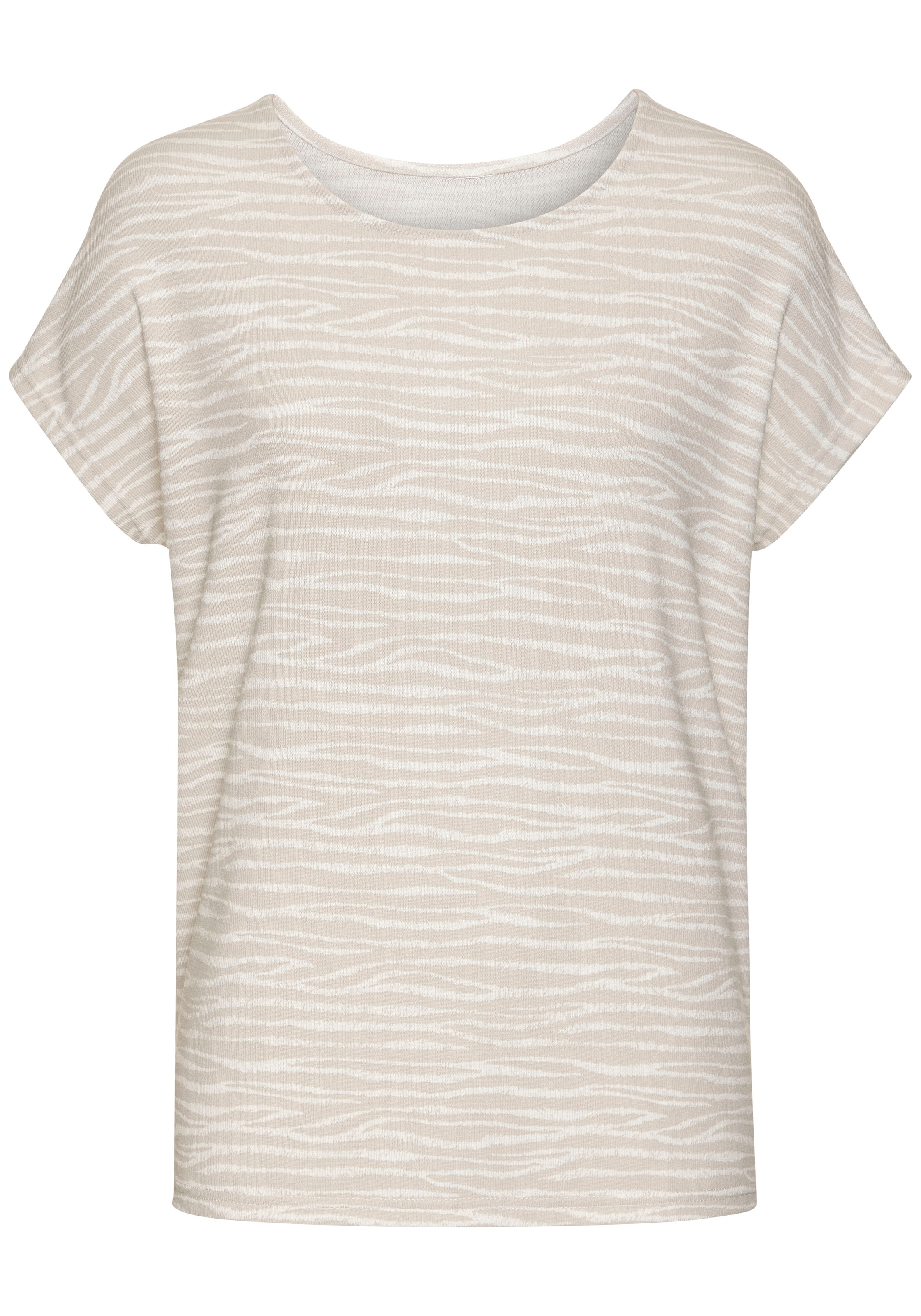 LASCANA Kurzarmshirt »mit modischem Zebra-Muster«, aus weichem Viskose-Strick