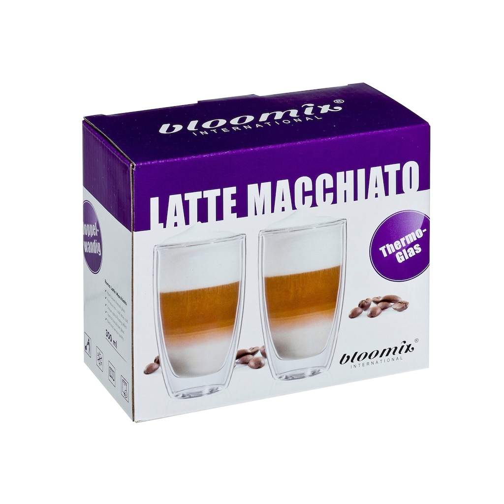 Bloomix Latte-Macchiato-Glas »Roma«, (Set, 4 tlg.), Doppelwandig, 4-teilig