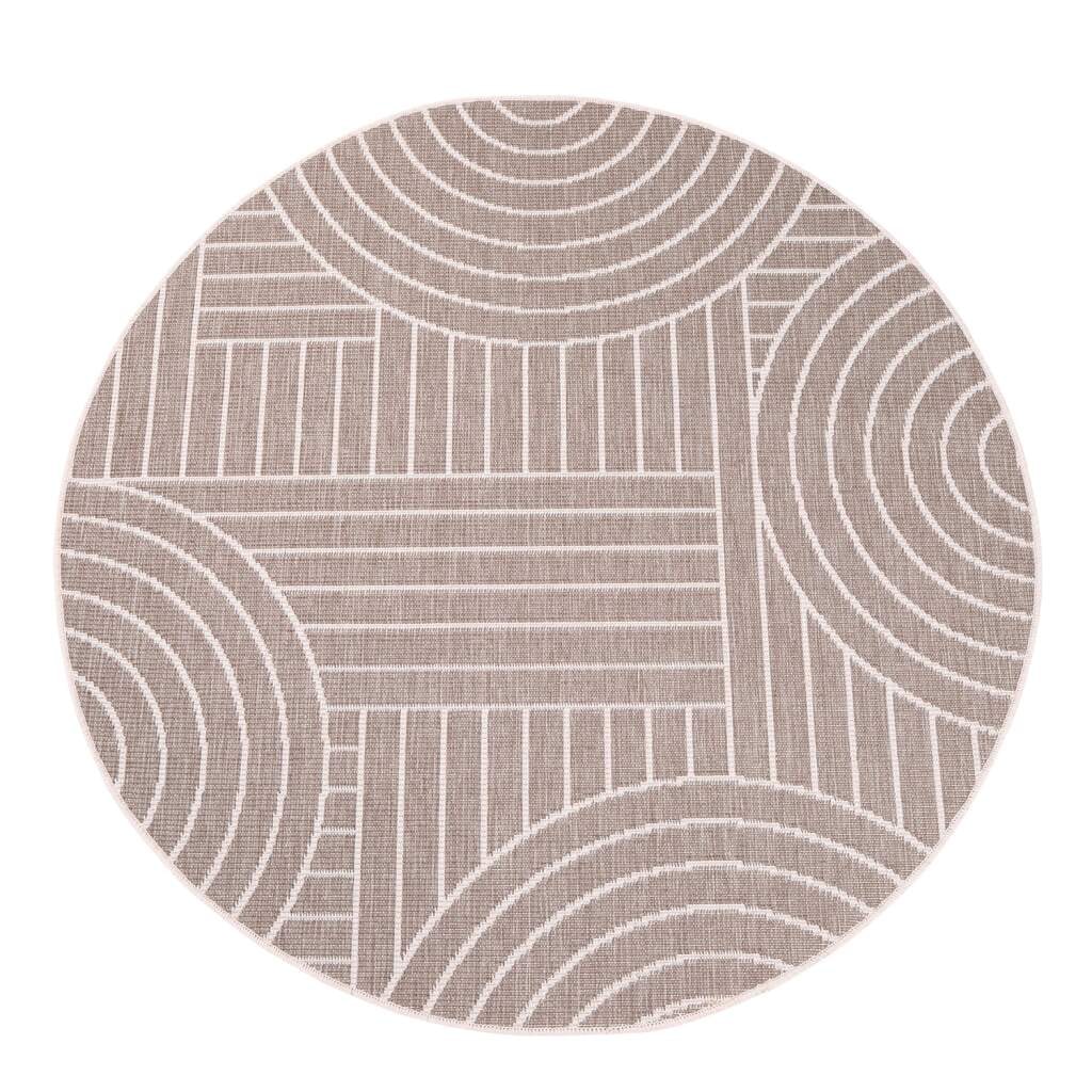 Carpet City Outdoorteppich »DUO RUG 5842«, rund, 5 mm Höhe, Wendeteppich Wetterfest In- & Outdoor, Balkon, Terrasse, Wohnzimmer