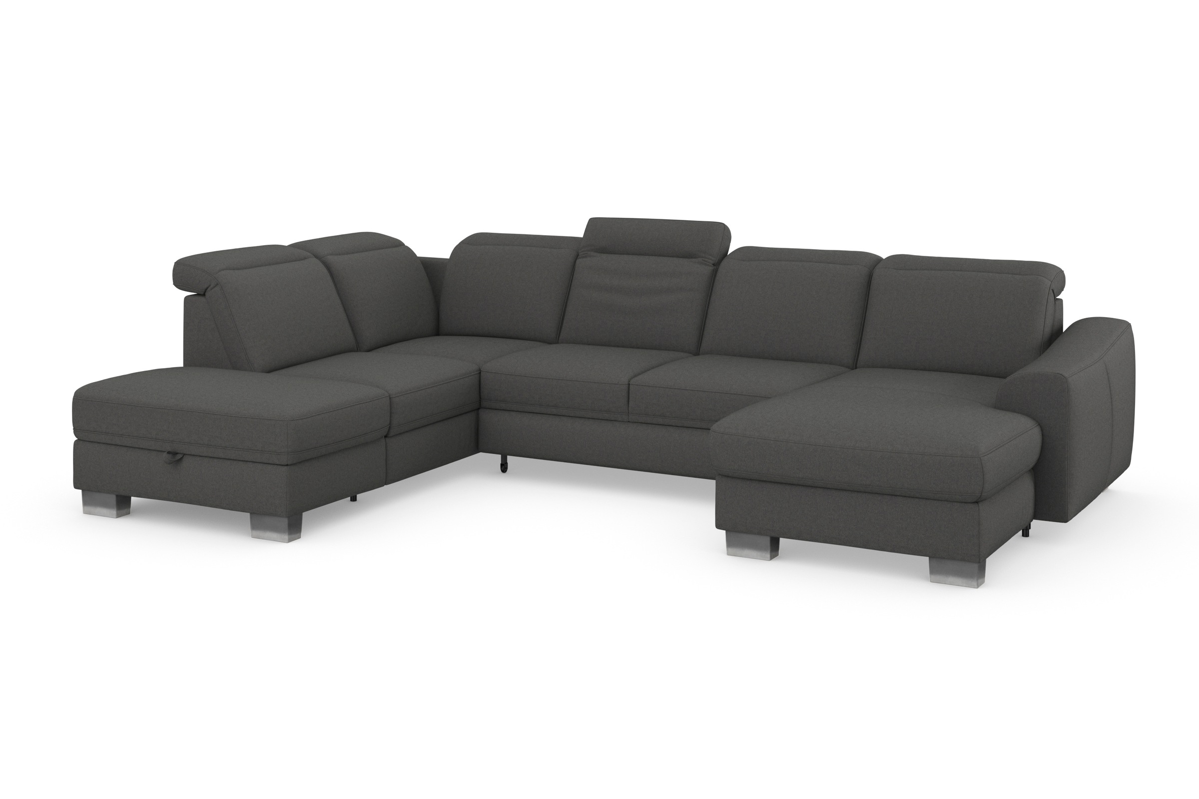 sit&more Wohnlandschaft »Dundee U-Form«, mit Federkern und Edelstahlfüßen, wahlweise mit Kopfteilverstellung