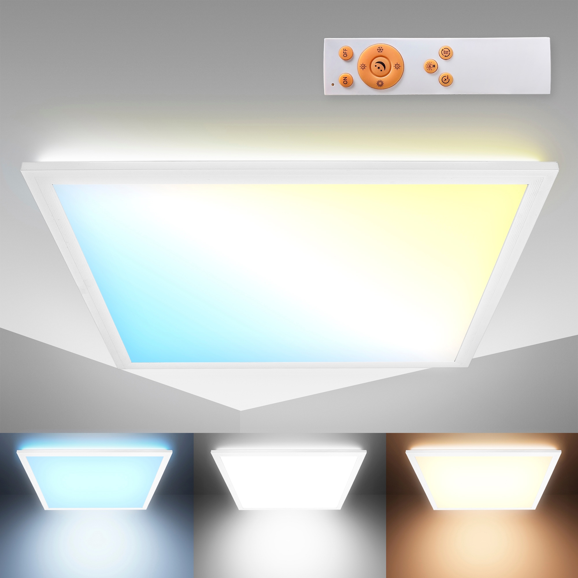B.K.Licht LED 1.600lm, x 1 16 Fernbedienung und mit bestellen 3.000 - Hintergrundbeleuchtungseffekt, dimmbar Deckenleuchte, 6.500K LED-Platine online Watt