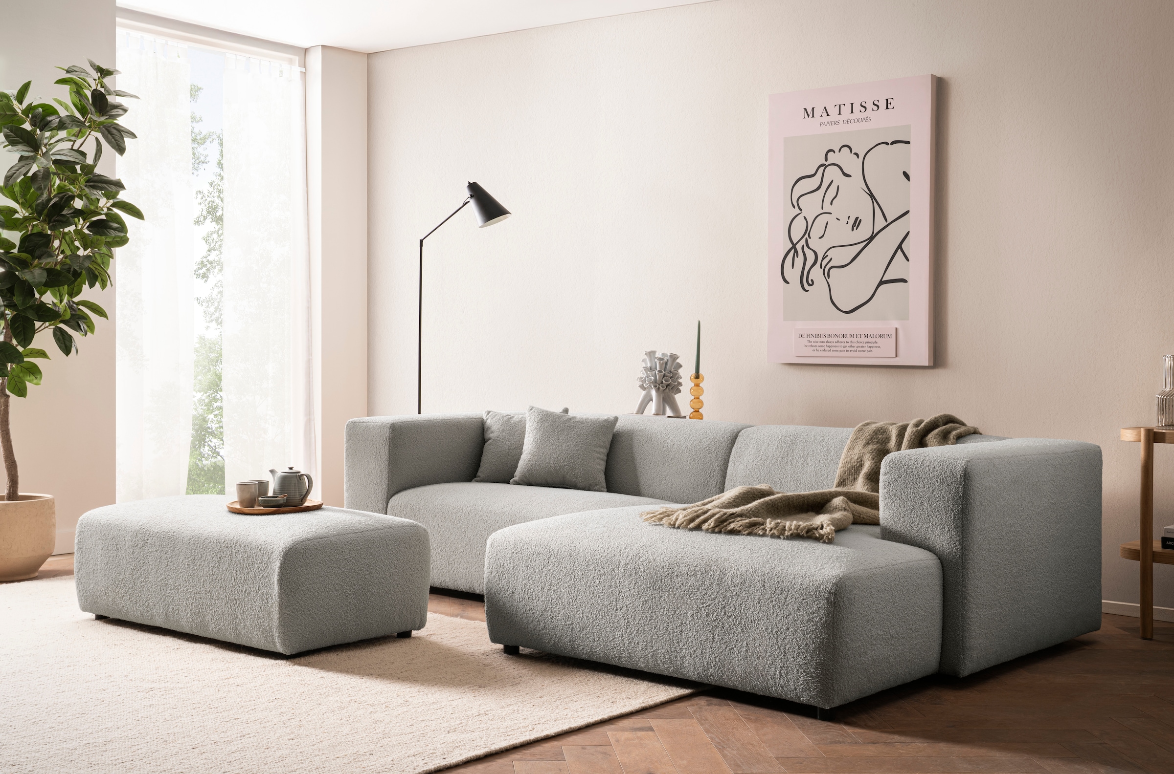 andas Hocker »BAKELS, Polsterhocker in Cord oder Boucle-Stoff«, zur Serie BAKELS, Hocker stellbar zum Schlafsofa (Krokodilverbinder)