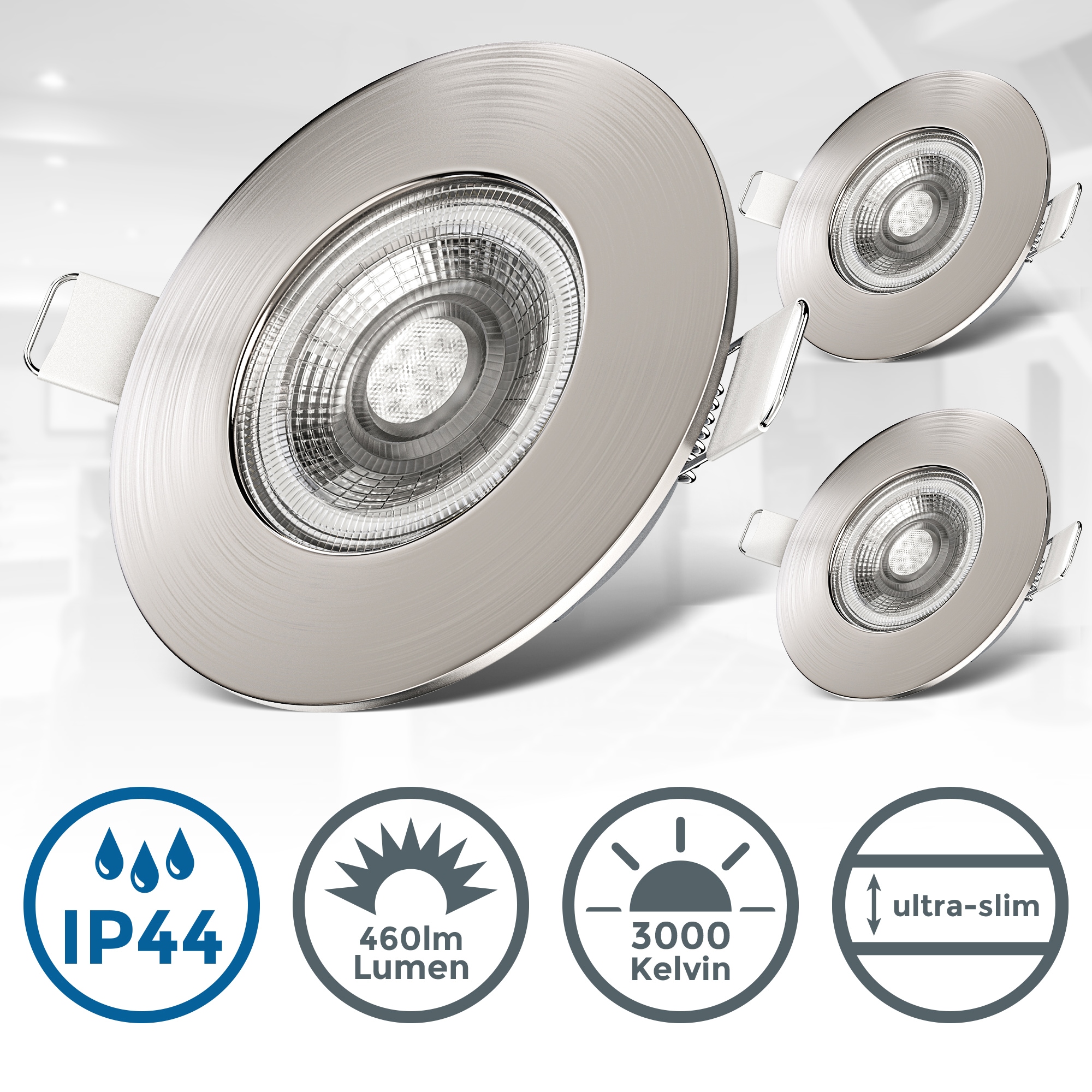 online Deckenspots bestellen LED Bad Lampe ultraflach Einbauleuchte, Spots flammig-flammig, B.K.Licht IP44 Einbaustrahler LED 3