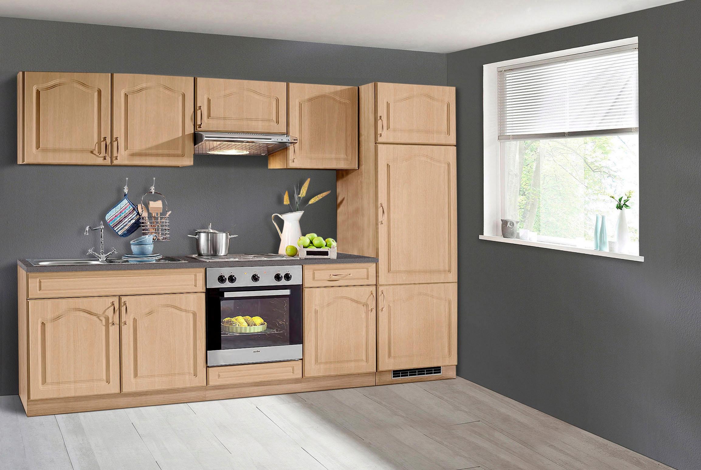 wiho Küchen Küchenzeile »Linz«, mit E-Geräten, Breite 270 cm, mit Edelstahl-Kochmulde