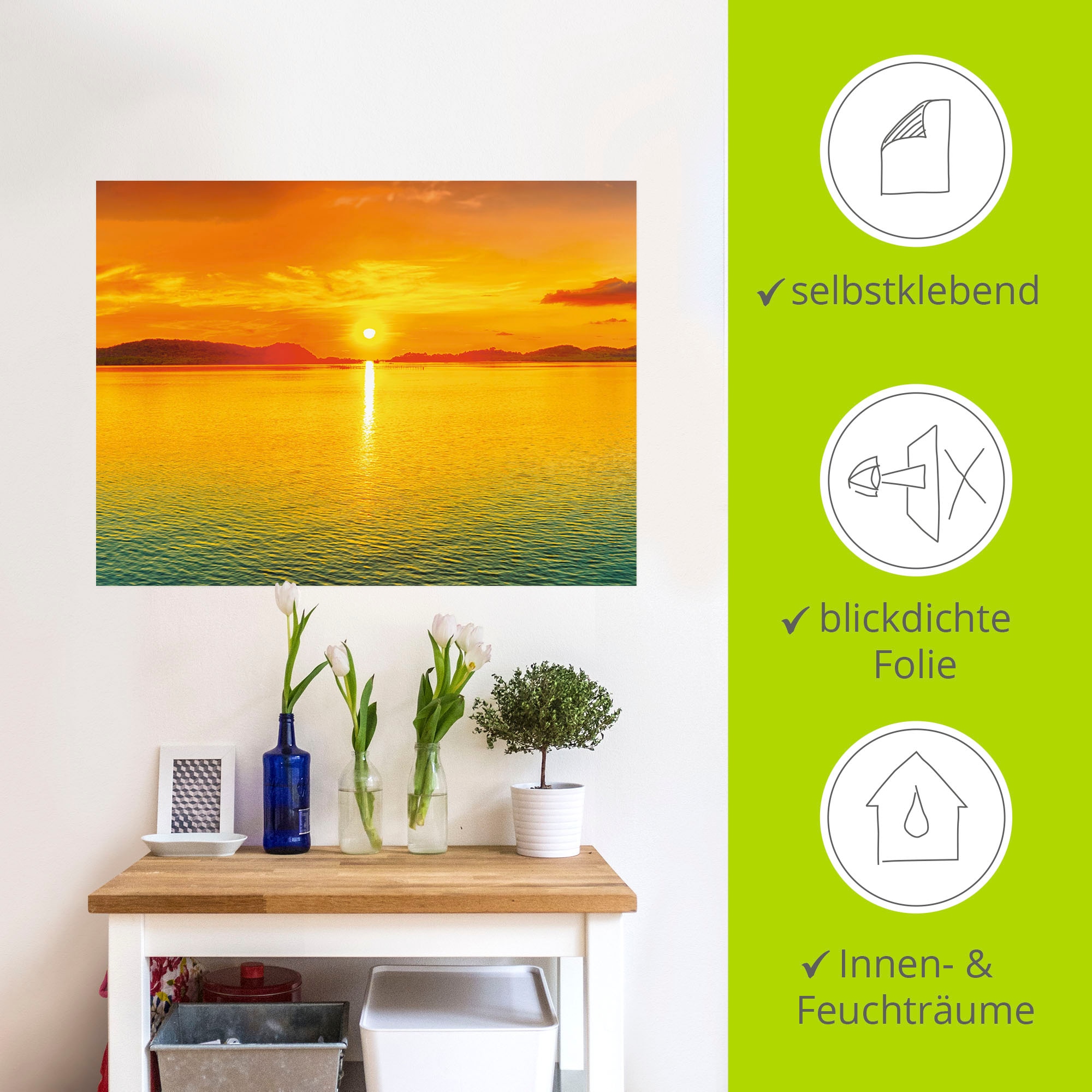 Artland Wandfolie »Sonnenuntergangspanorama«, Sonnenaufgang & -untergang, (1 St.), selbstklebend