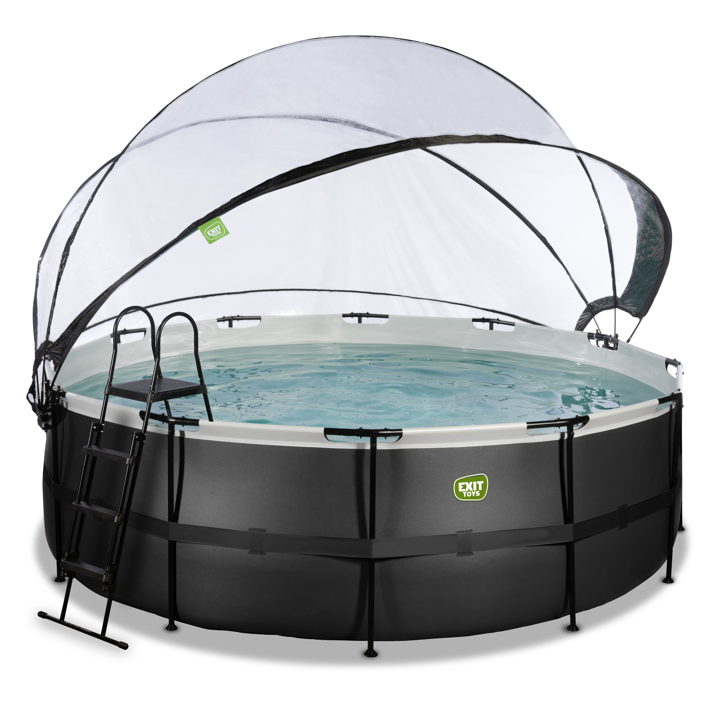 EXIT Framepool »»Black Leather Pool««, (Set), mit Sandfilterpumpe und Abdeckung und Zubehörset - schwarz