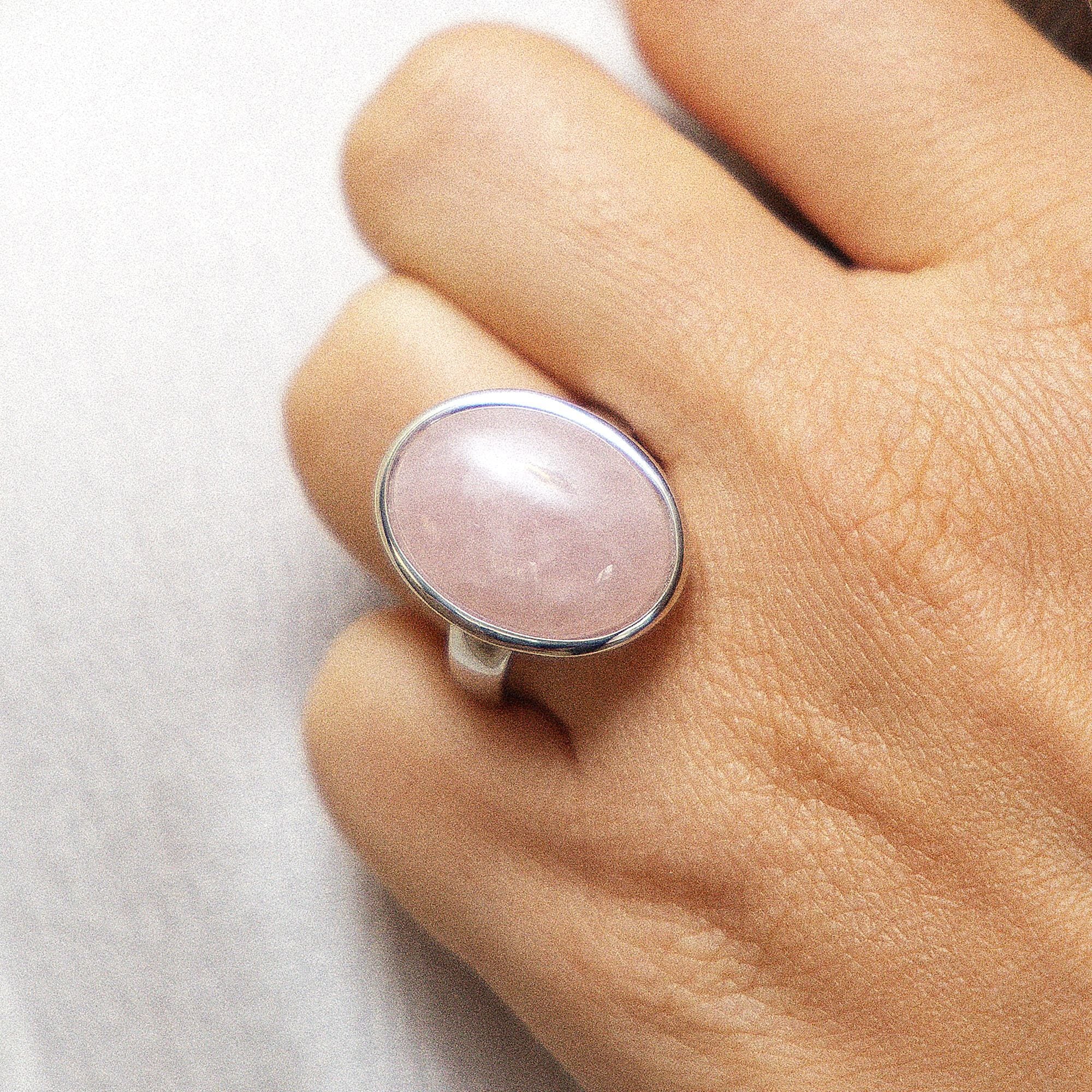 Zeeme Fingerring »Silber 925 rhodiniert mit echtem Rosaquarz 20x15mm«