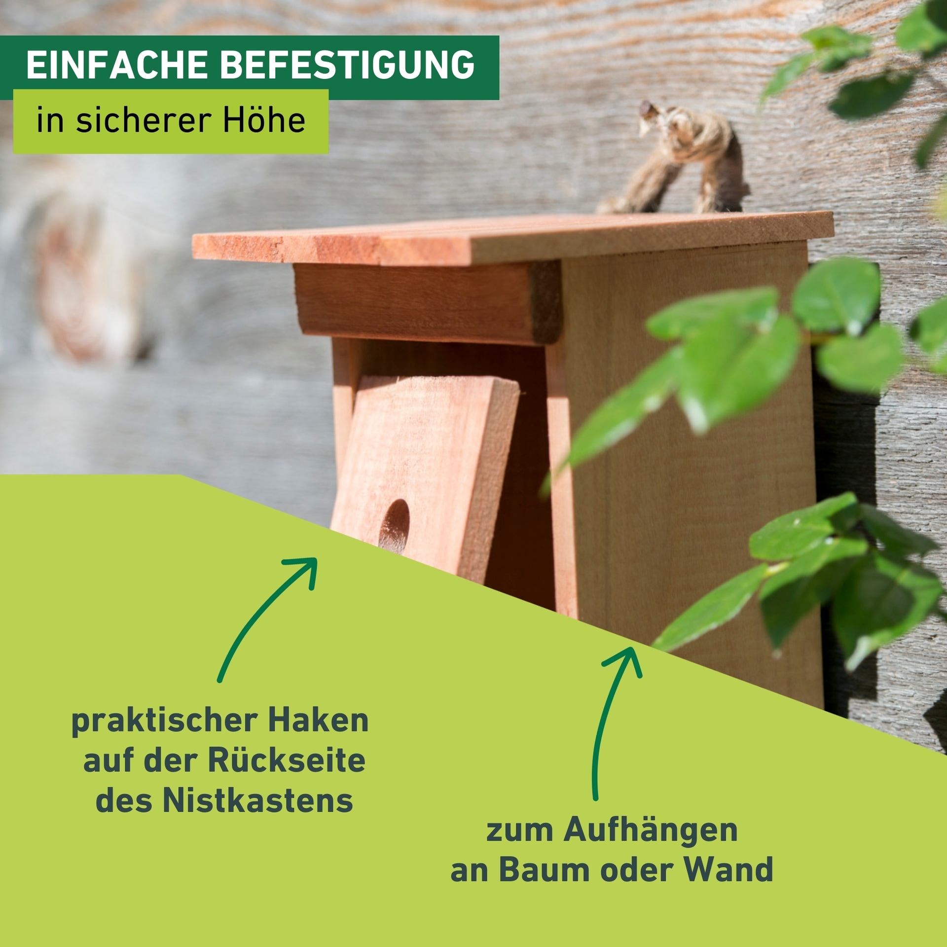 Windhager Vogelhaus »Nistkasten Birdy, Nistbox aus Massivholz« Vogelhaus inkl. Aufhängung, 24,5x17x17 cm