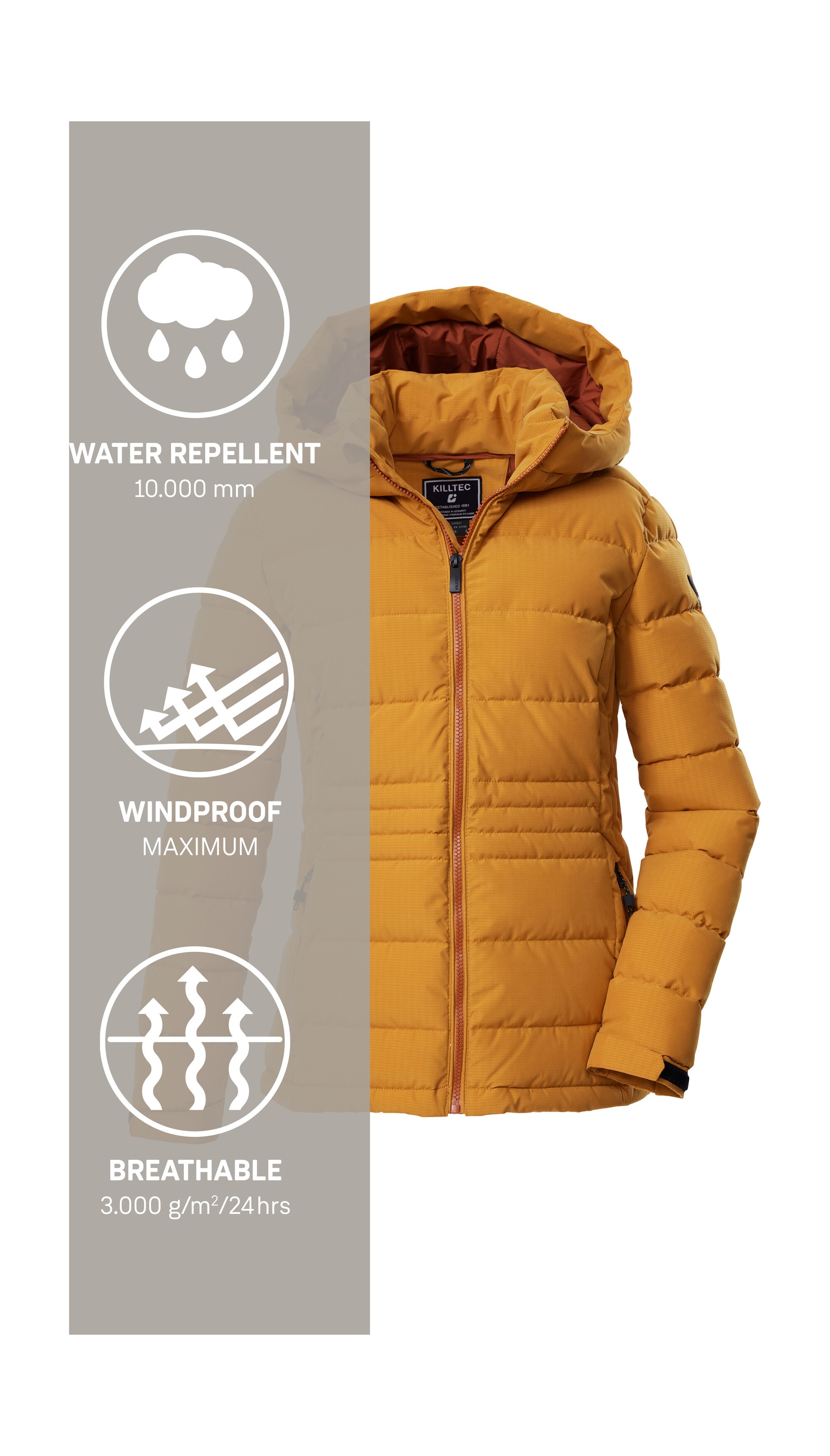 Killtec Steppjacke »KOW 10 WMN QLTD JCKT«, Winddichte, wasserabweisende Damen Steppjacke mit verstellbarer Kapuze