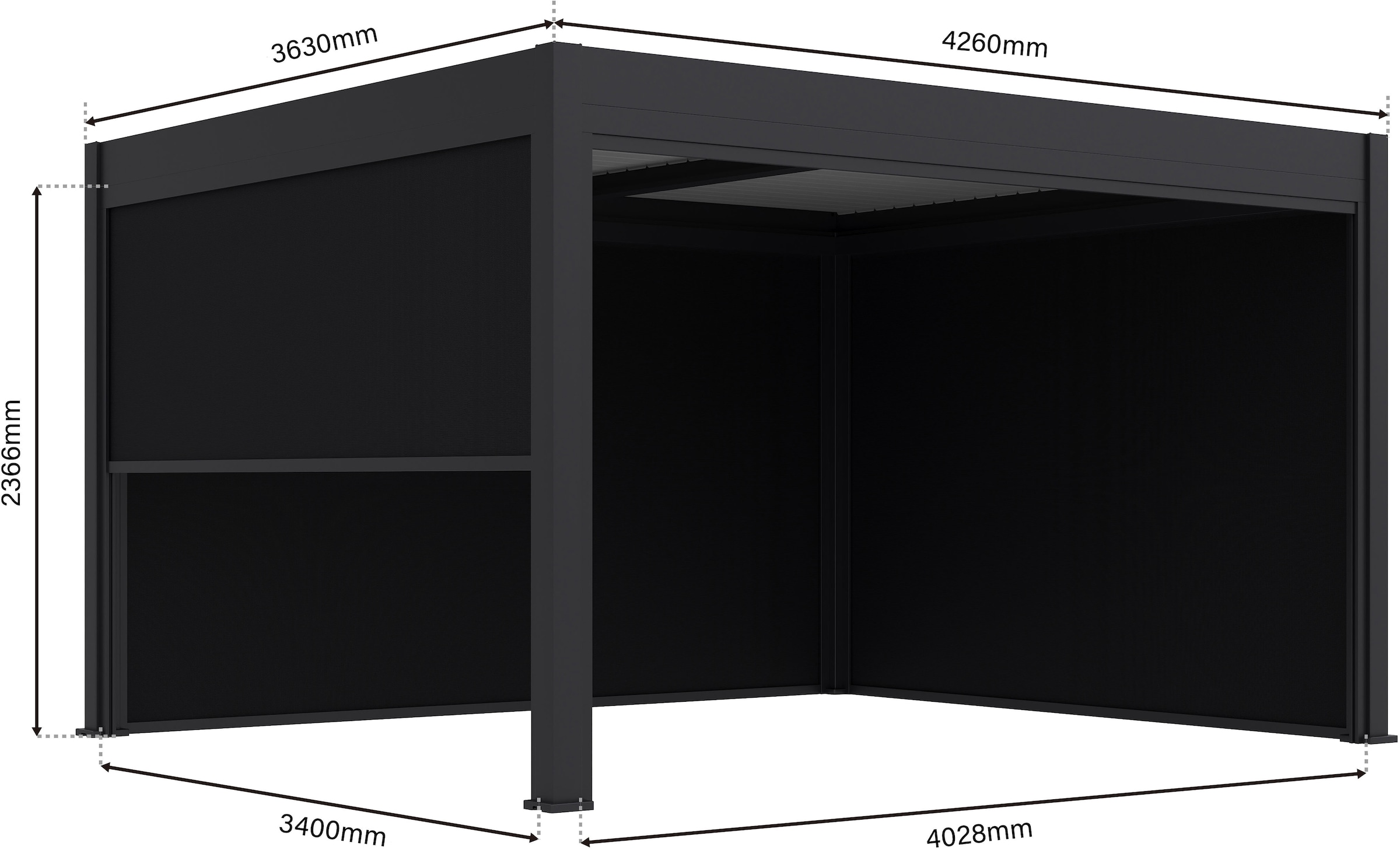 Paragon Pavillonseitenteil »für Pergola Grand Tuscan 12 Grau«