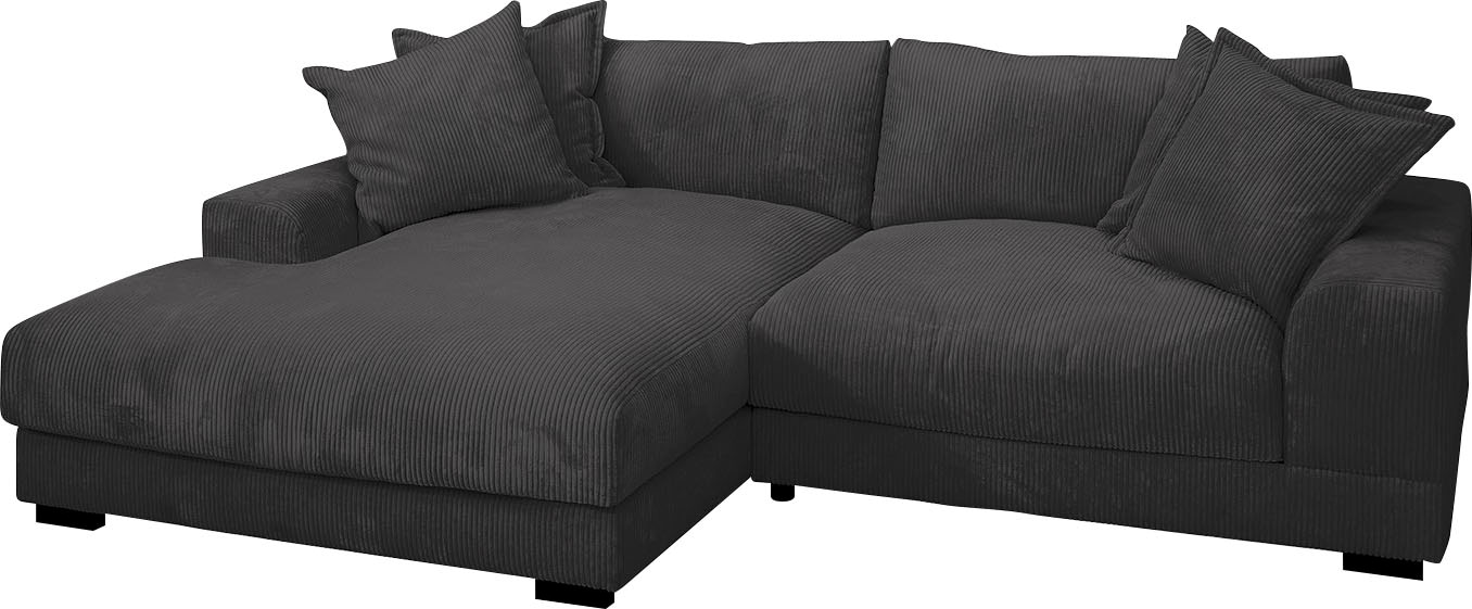 TRENDMANUFAKTUR Ecksofa »Zinal, aktuelles Design, mit 4 Zierkissen,«, mit extra softem Sitz, in trendiger Breitcord-Optik, L-Form