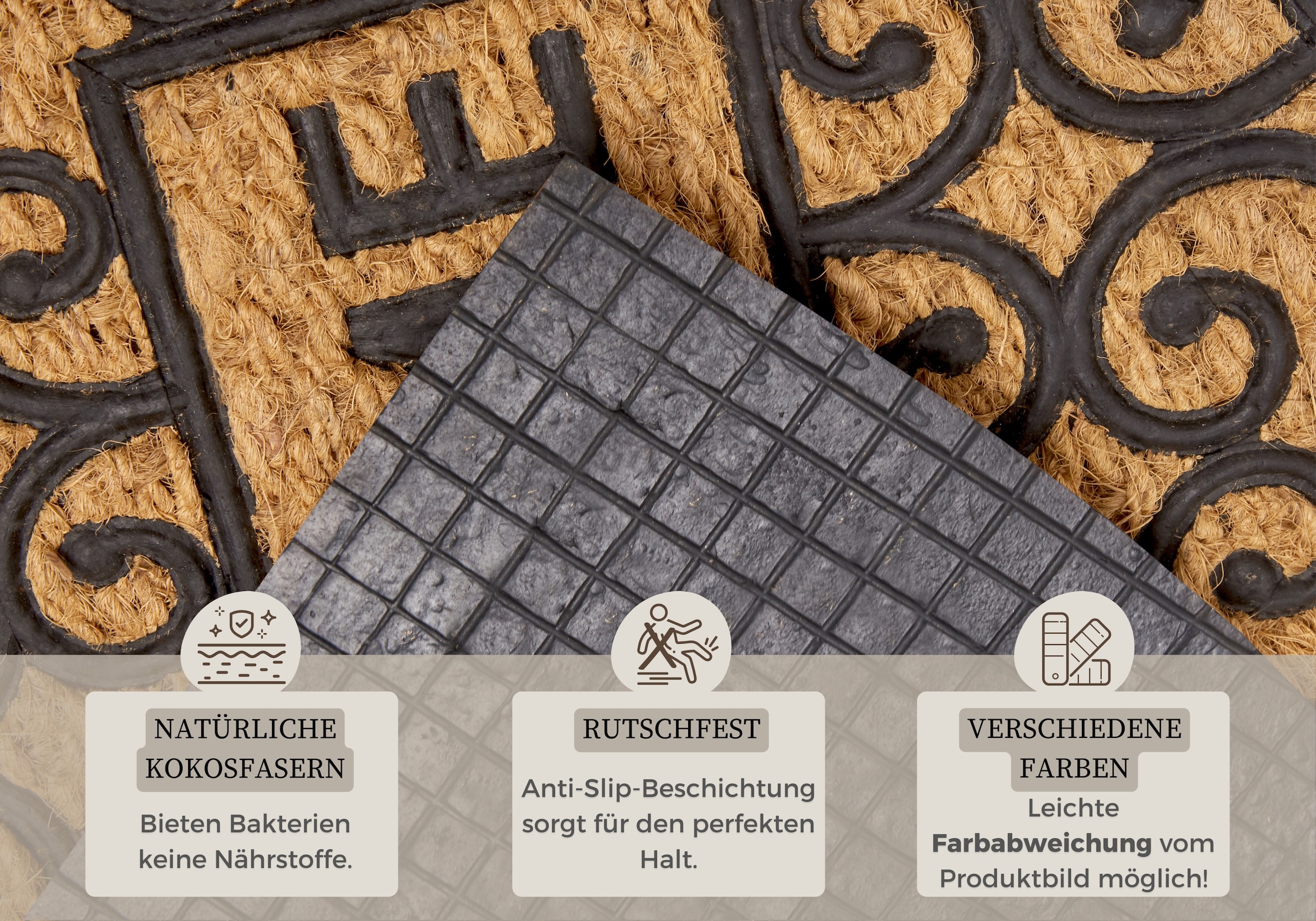 HANSE Home Fußmatte »Welcome, Türmatte«, halbrund, 8 mm Höhe, Kokos, Gummi, Schmutzfangmatte, Outdoor, Rutschfest, Innen, Kokosmatte