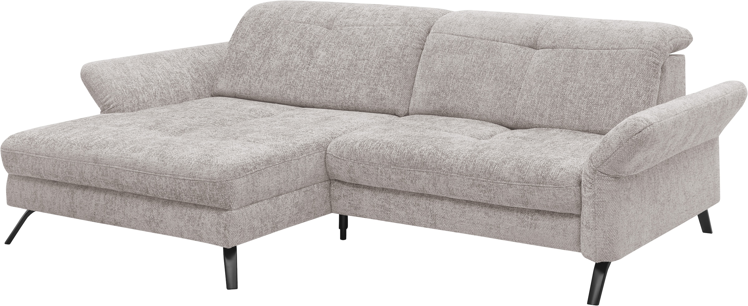 set one by Musterring Ecksofa »SO 4400 V«, wahlweise mit motorischer Bettfunktion & Kopfverstellung, Fuß schwarz