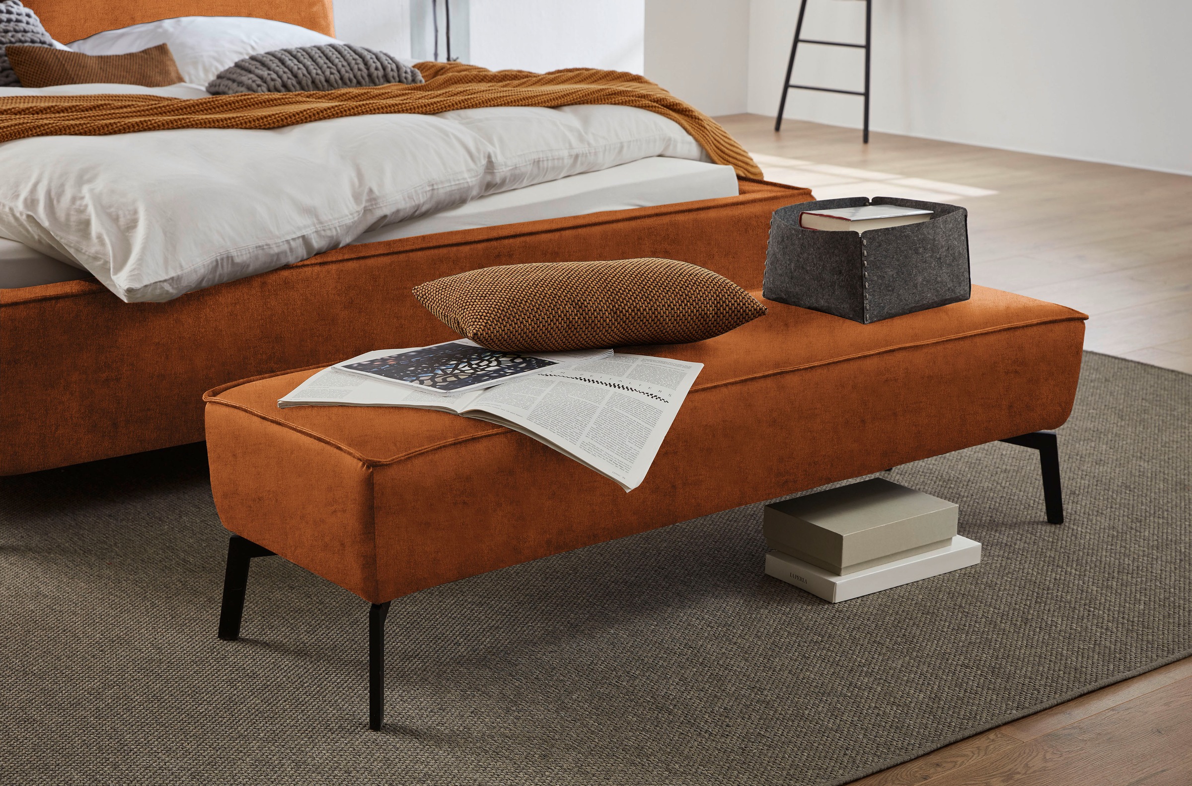 3C Candy Hockerbank »Tramonto auch in Leder«, passend zum "Tramonto" Polsterbett, Kedernaht, B/T/H: 152/47/42 cm