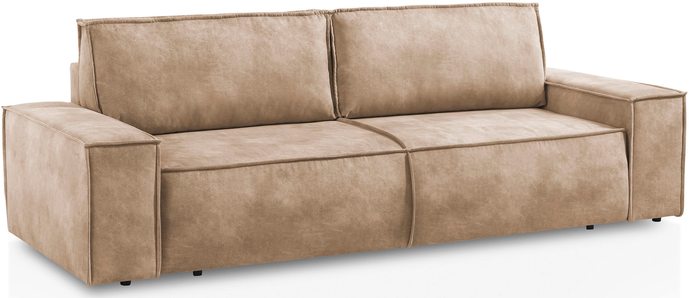 Home affaire 3-Sitzer »SHERWOOD Schlafsofa (257cm) Cord, Samtvelours, Vintage-Lederoptik«, Schlaffunktion mit Bettkasten (ca. 136/200cm)