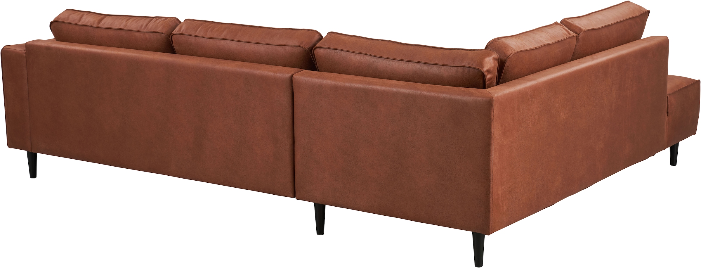 Places of Style Ecksofa »Fumone, Lederoptik oder Soft-Touch Chenille«, Breite 260, mit schwarzen Massivholzfüßen