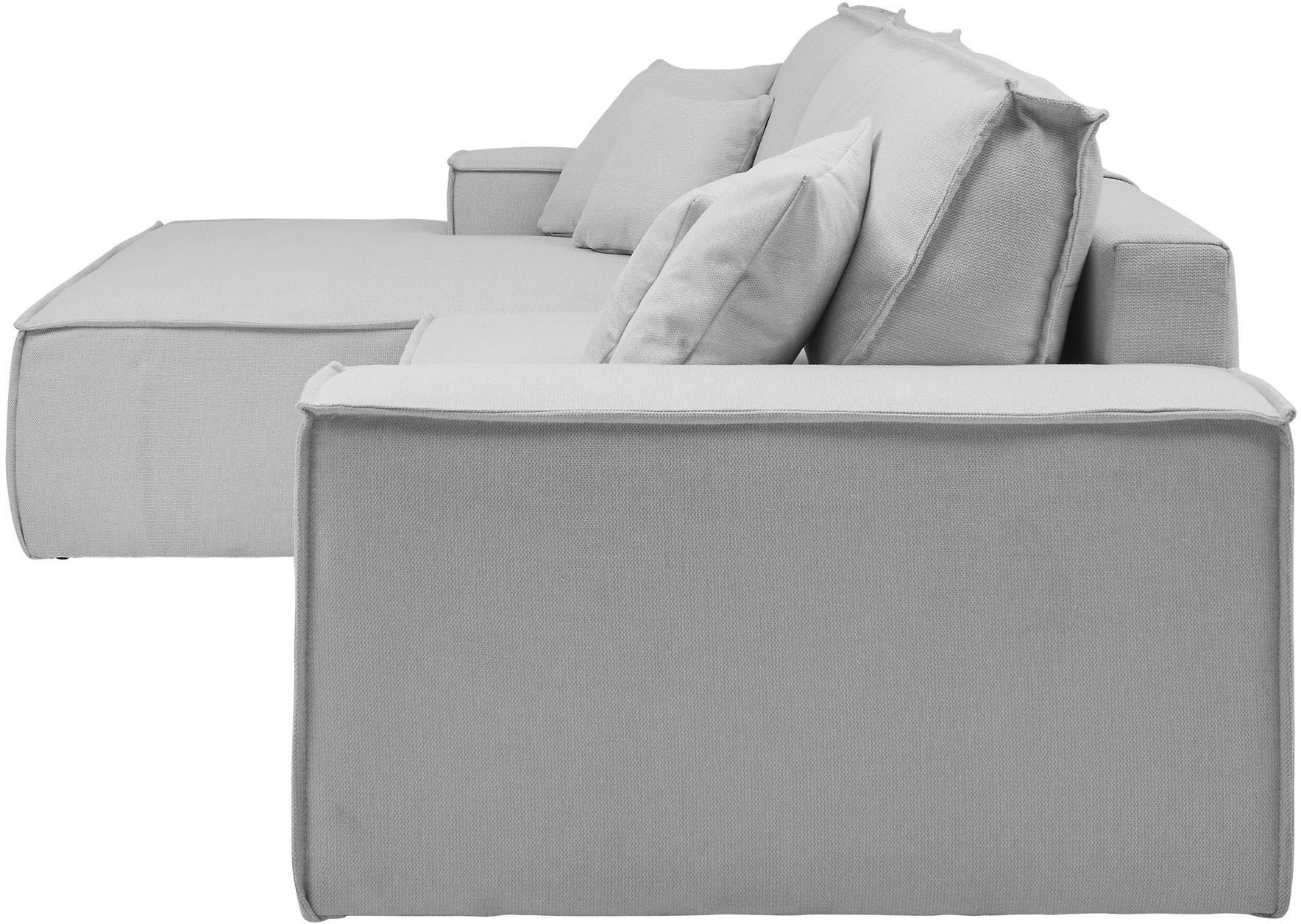andas Ecksofa »Finnley Schlafsofa 267 cm in Bouclé, Struktur fein u. Cord, L-Form,«, Schlaffunktion m. Bettkasten (136/210 cm), Bouclé, Struktur und Cord