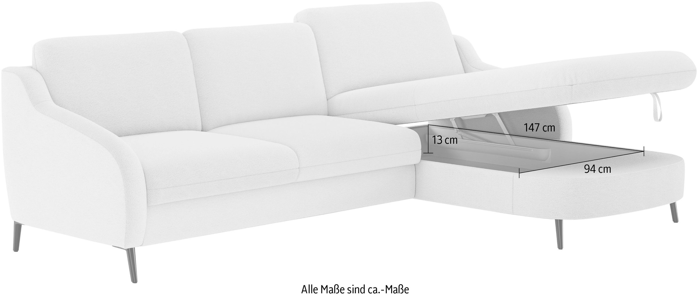 sit&more Ecksofa »Soul L-Form«, wahlweise mit Bettfunktion und Bettkasten oder Schubkasten