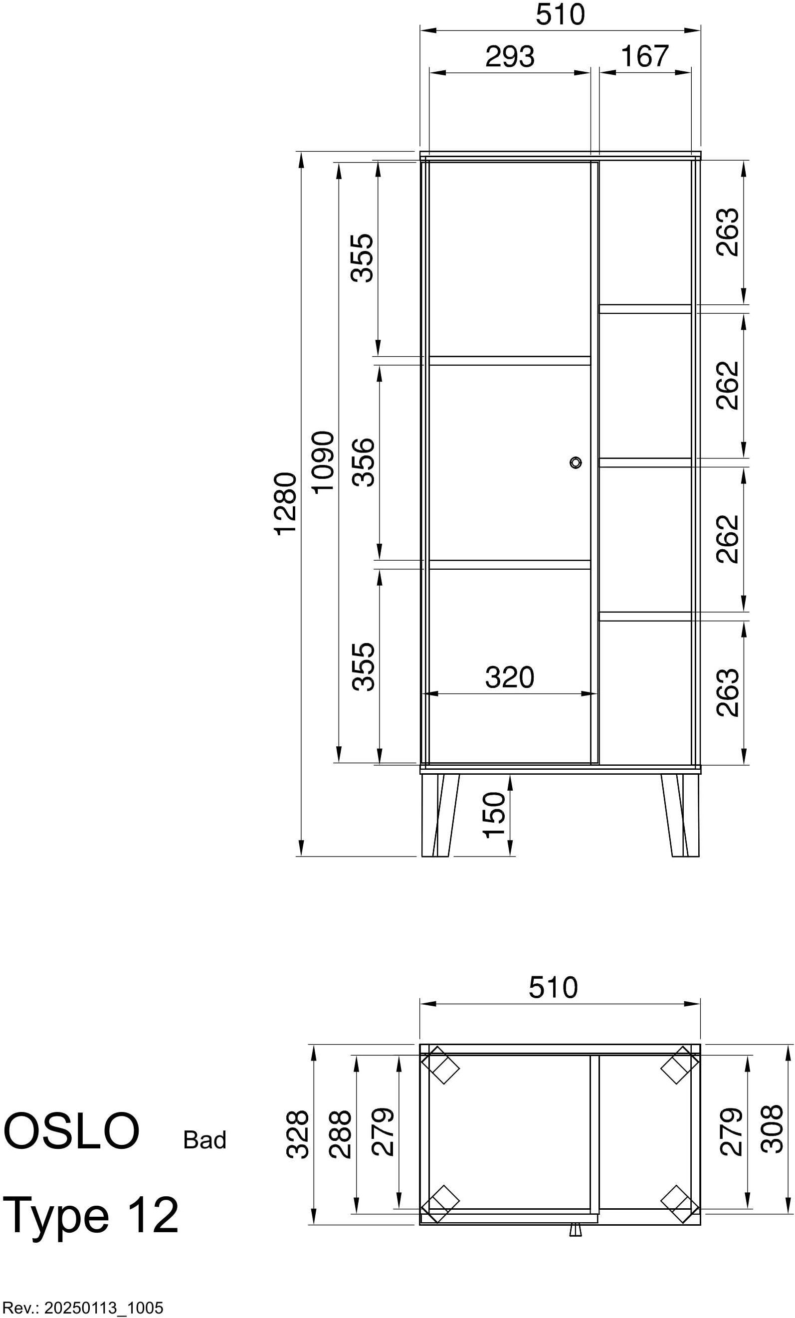 INOSIGN Stauraumschrank »Oslo, Badschrank mit Knopfgriff, Hochschrank im skandinavischen Design«, in der Türfarbe Weiß oder Grau verfügbar, ausreichend Stauraum