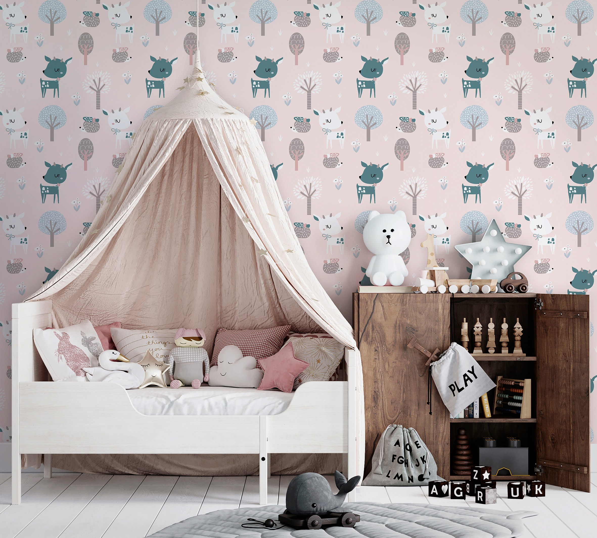 Marburg Kindertapete, Motiv-matt-Wald, Tiere, moderne Tapete für Wohnzimmer Schlafzimmer Küche