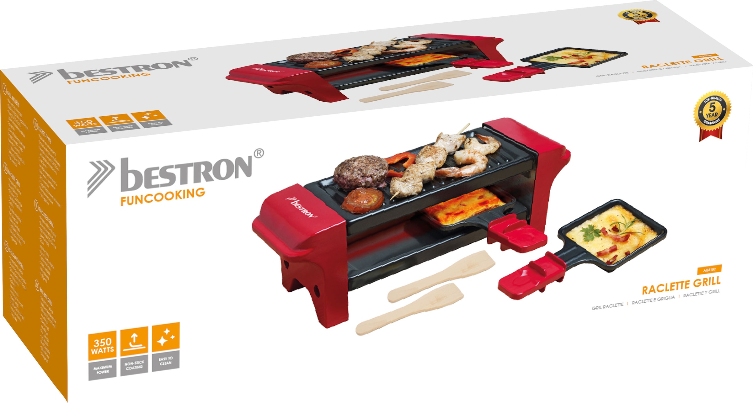 bestron Raclette »AGR102«, 2 St. Raclettepfännchen, 350 W, Antihaftbeschichtung