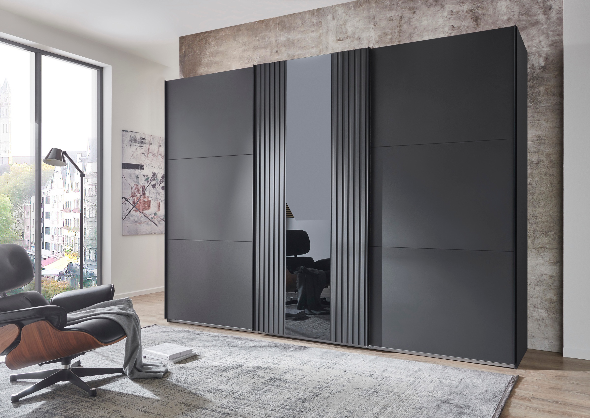 Wimex Schwebetürenschrank »Atlanta by fresh to go«, mit Akustikpaneel Optik (3D Leisten), Lamelle