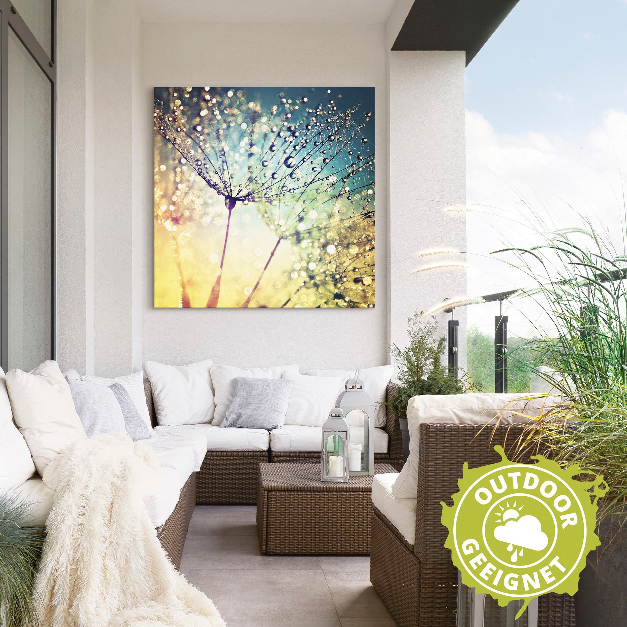 Artland Wandbild »Pusteblume Zaubertropfen«, Blumen, (1 St.), als Alubild, Outdoorbild, Leinwandbild, Poster, Wandaufkleber