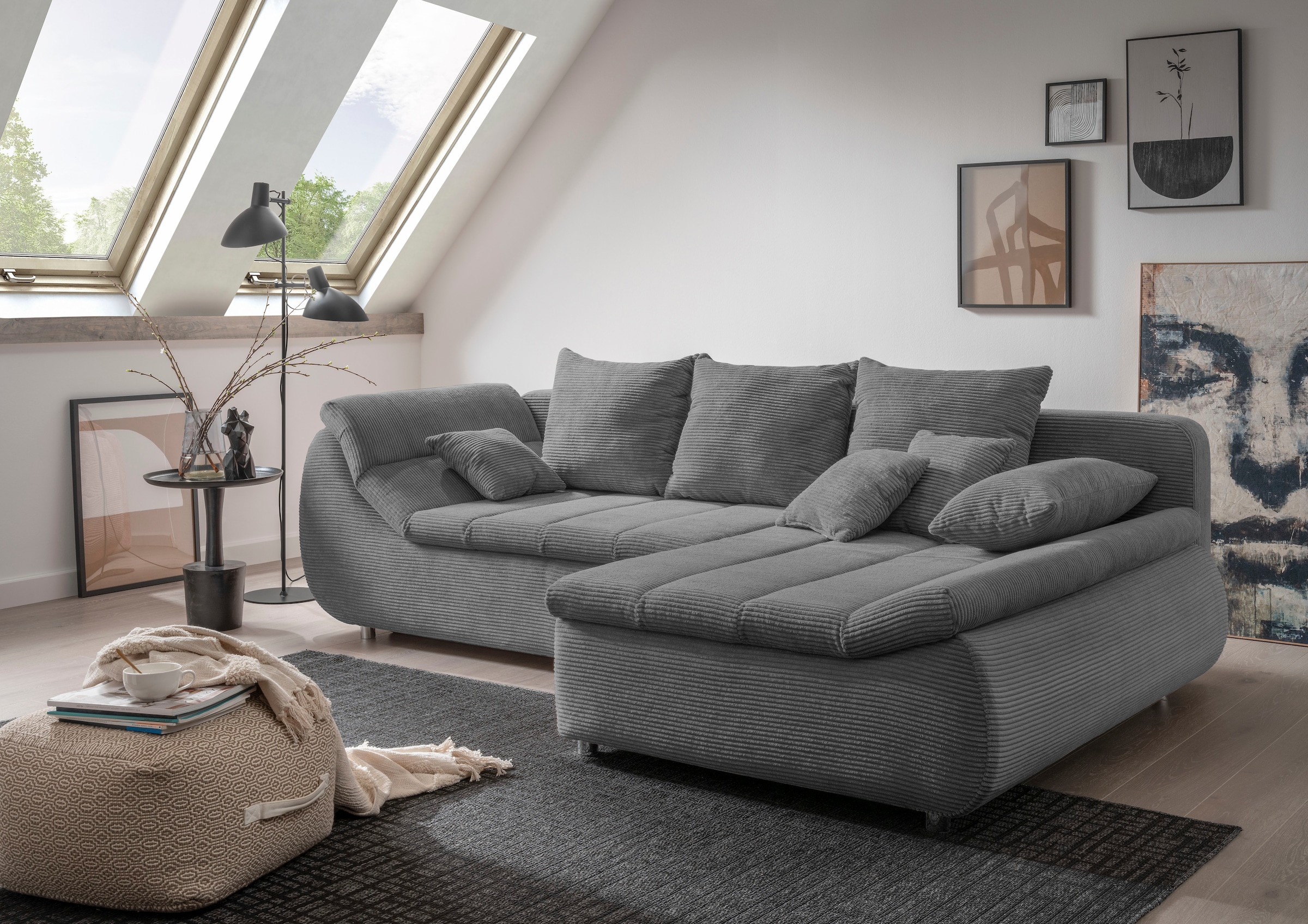 INOSIGN Ecksofa »Imola elegant und bequem, aktuelle Steppung im Sitz, L-For günstig online kaufen