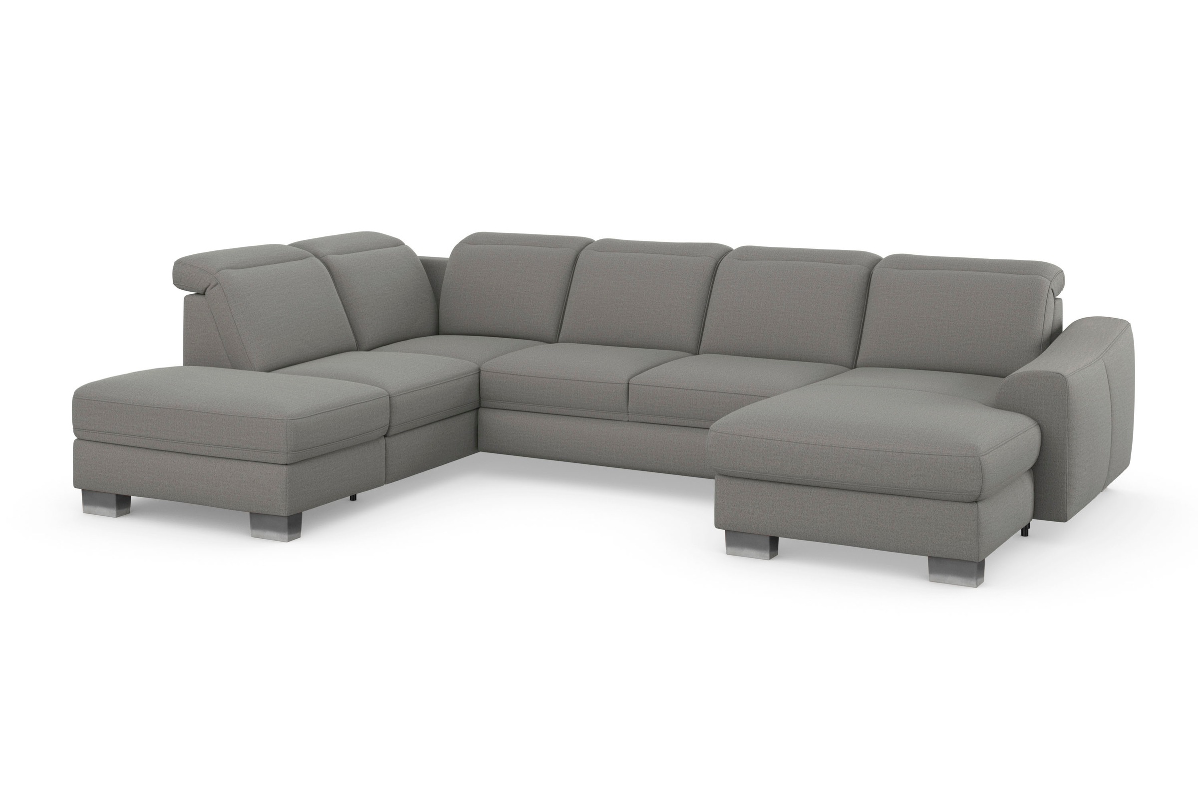 sit&more Wohnlandschaft »Dundee U-Form« mit Federkern und Edelstahlfüßen, wahlweise mit Kopfteilverstellung