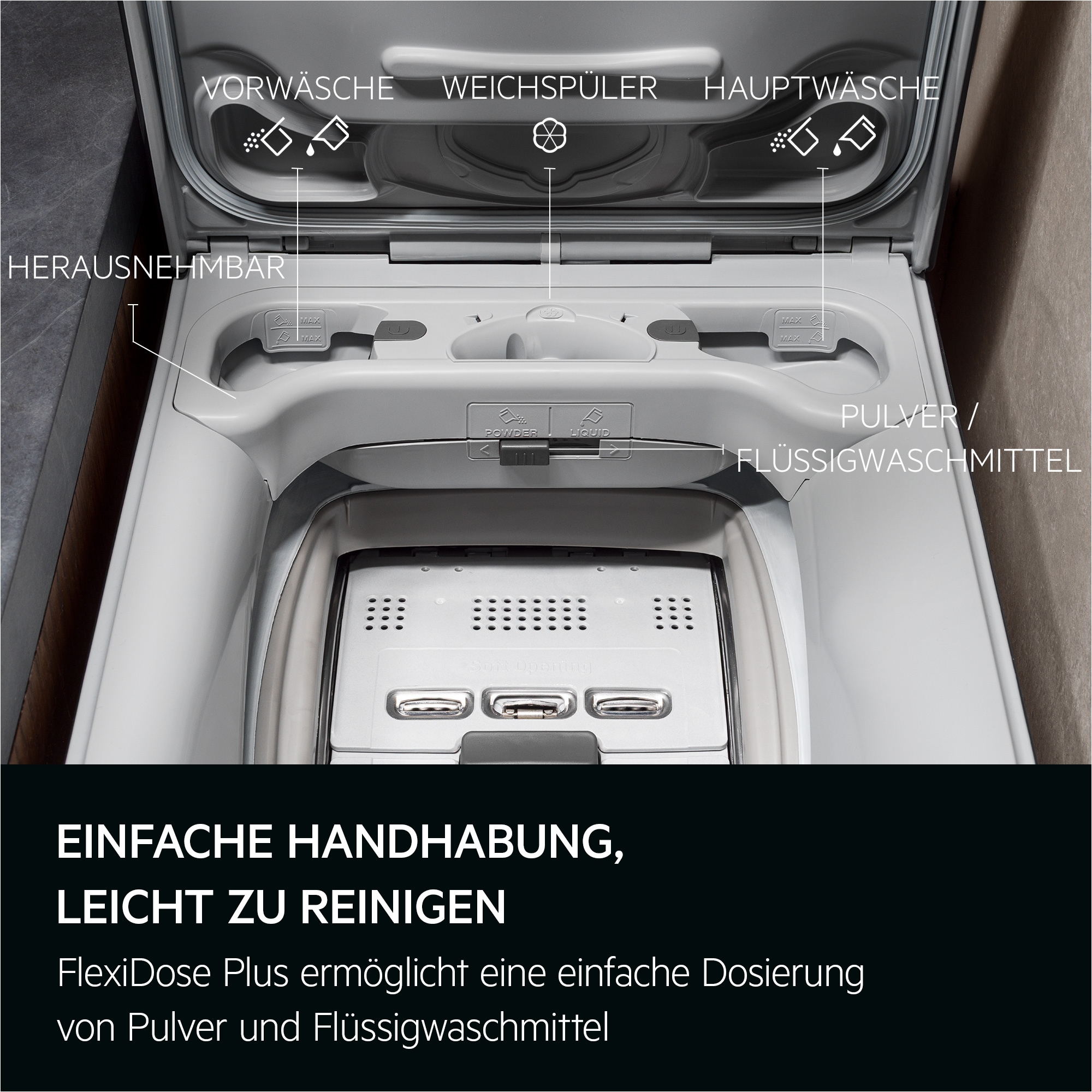 AEG Waschmaschine Toplader 7000 ProSteam® »LTR7A37STL« 7 kg 1300 U/min ProSteam®: Auffrischen mit Dampf statt Waschen und 96 % Wasser sparen