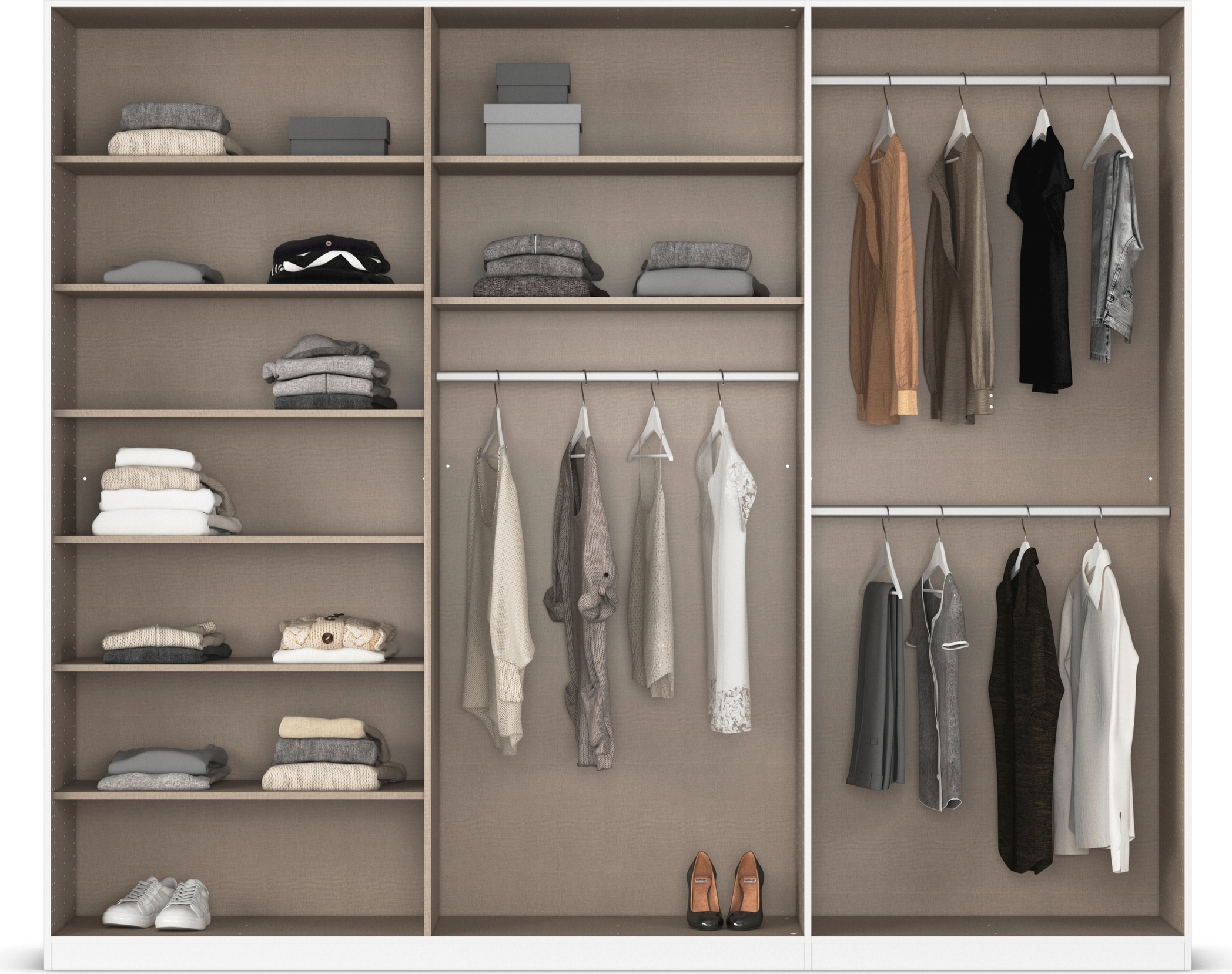 rauch Drehtürenschrank »Kleiderschrank Schrank Garderobe AGORDO TOPSELLER Schlafzimmer«, (in zwei Griff-Farben mit Dekor- oder Hochglanzfront), durchdachte Innenausstattung, in 6 Breiten und 2 Höhen MADE IN GERMANY