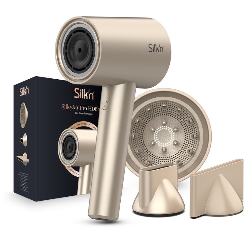 SILK'N Ionic-Haartrockner »SilkyAir Pro Modell 2024« 1.600 W 3 Aufsätze champagner Drei mitgelieferte Aufsätze inklusive Volumendiffusor und...