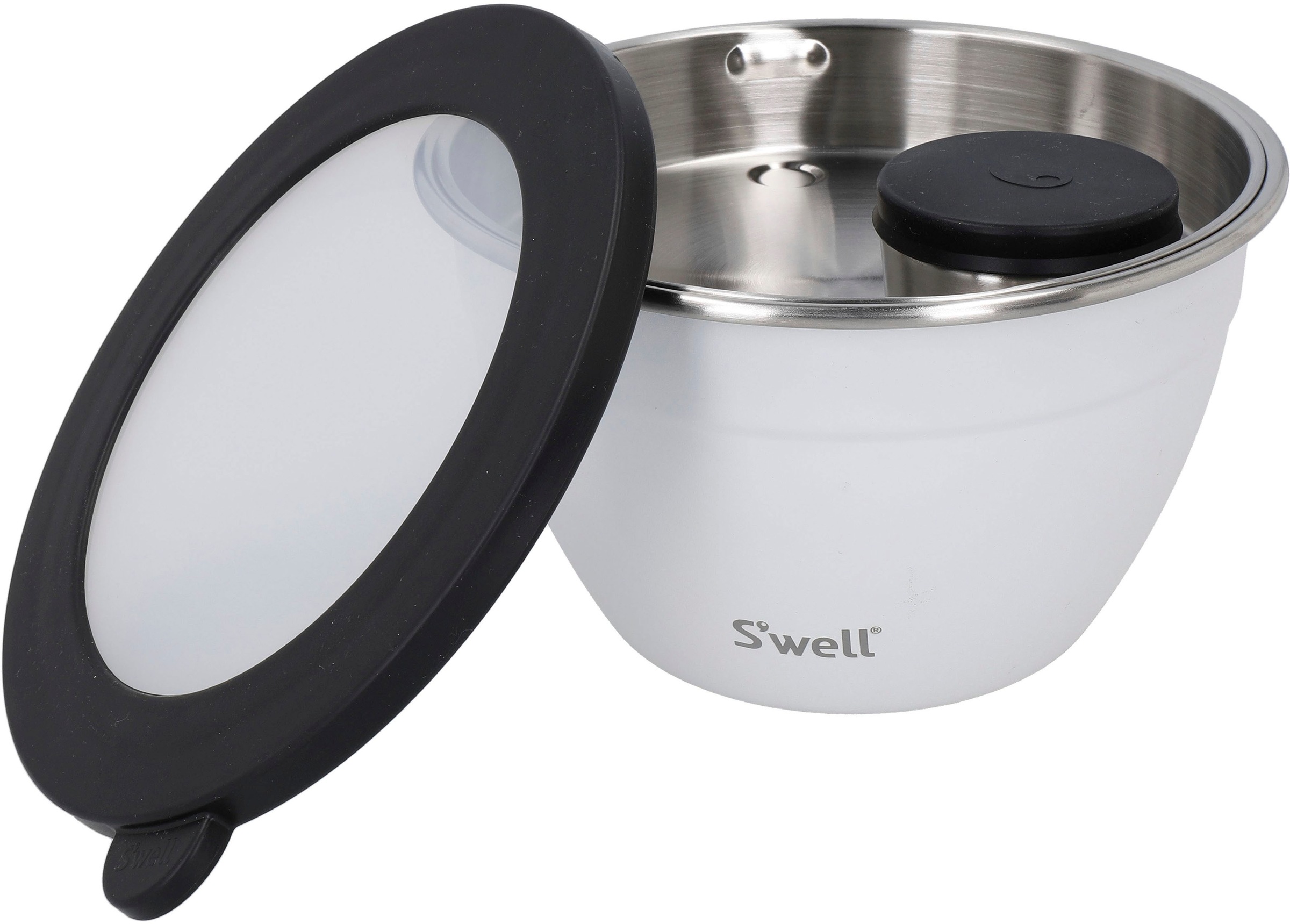 S'well Salatschüssel »S'well Calacatta Gold Salad Bowl Kit, 1.9L«, 3 tlg., aus Edelstahl, Therma-S'well®-Technologie mit vakuumisolierten Außenschale