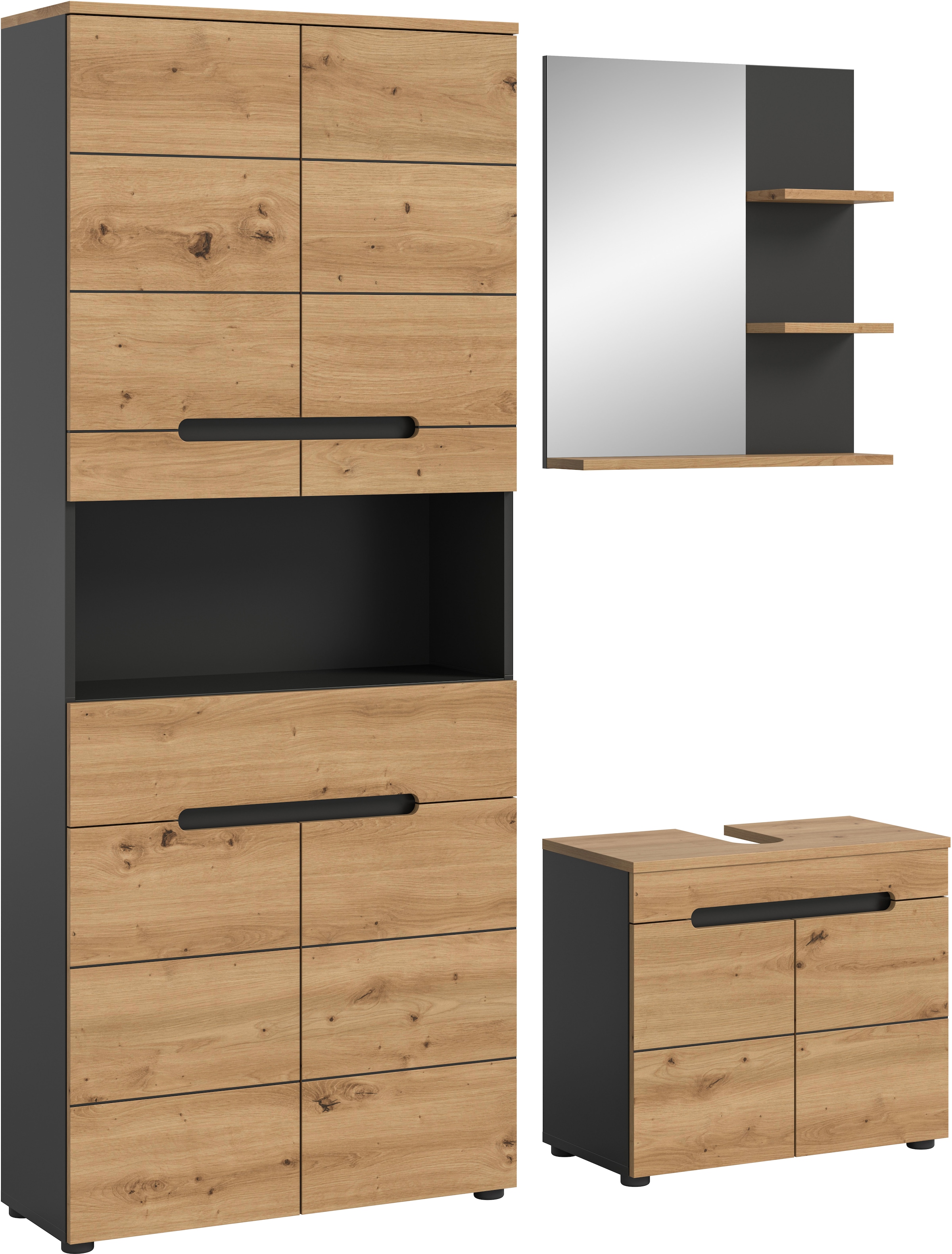 INOSIGN Badmöbel-Set »REHAT, 3-teilig, Breite 154 cm, mit grifflosen Fronte günstig online kaufen