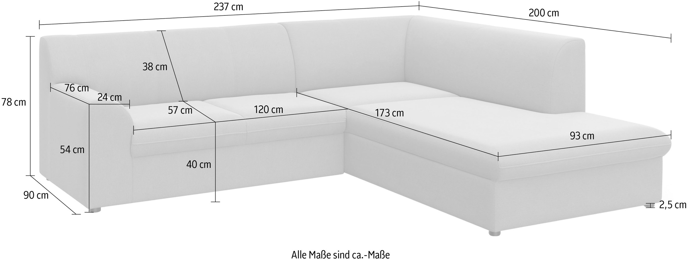 DOMO collection Ecksofa »Topper zeitlos elegant, kompakte Stellmaße, OTTOs Choice, L-Form« mit Ottomane, wahlweise mit Schlaffunktion