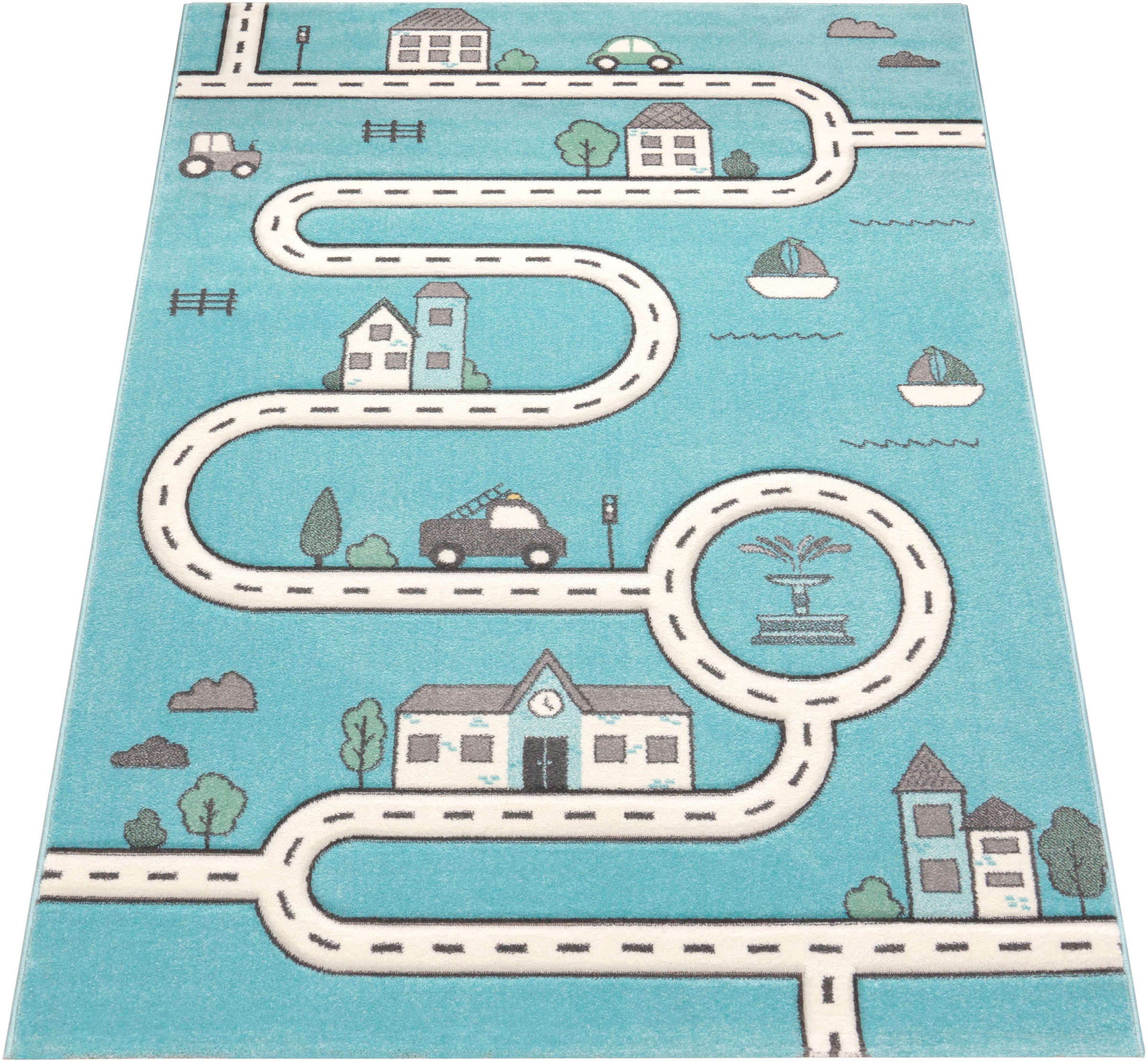 Paco Home Kinderteppich »Diamond 710«, rechteckig, 17 mm Höhe, Kurzflor, Straßen-Spiel-Teppich, Kinderzimmer