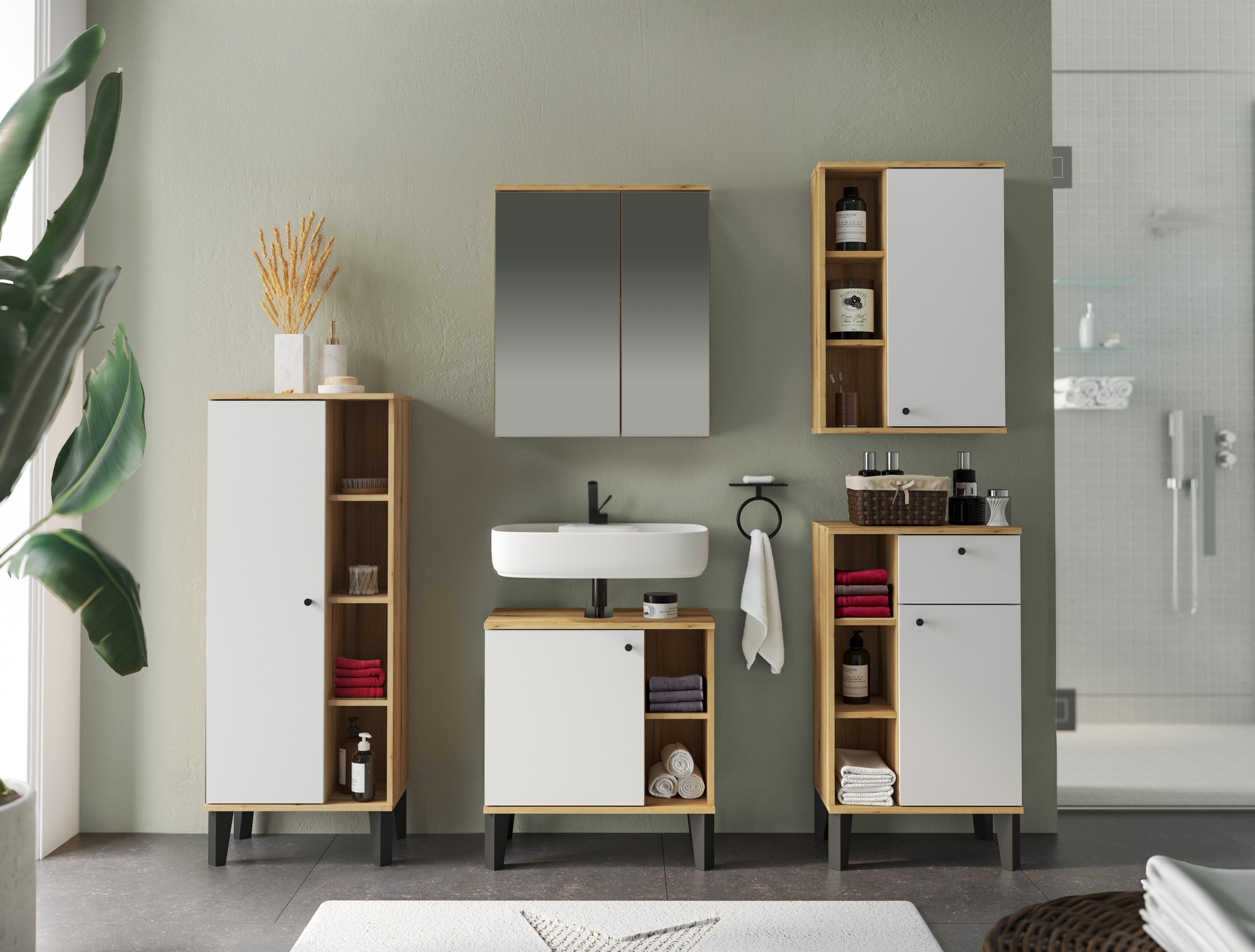 INOSIGN Badmöbel-Set »OSLO, Bad im skandinavischen Design, 5-teiliges Badez günstig online kaufen