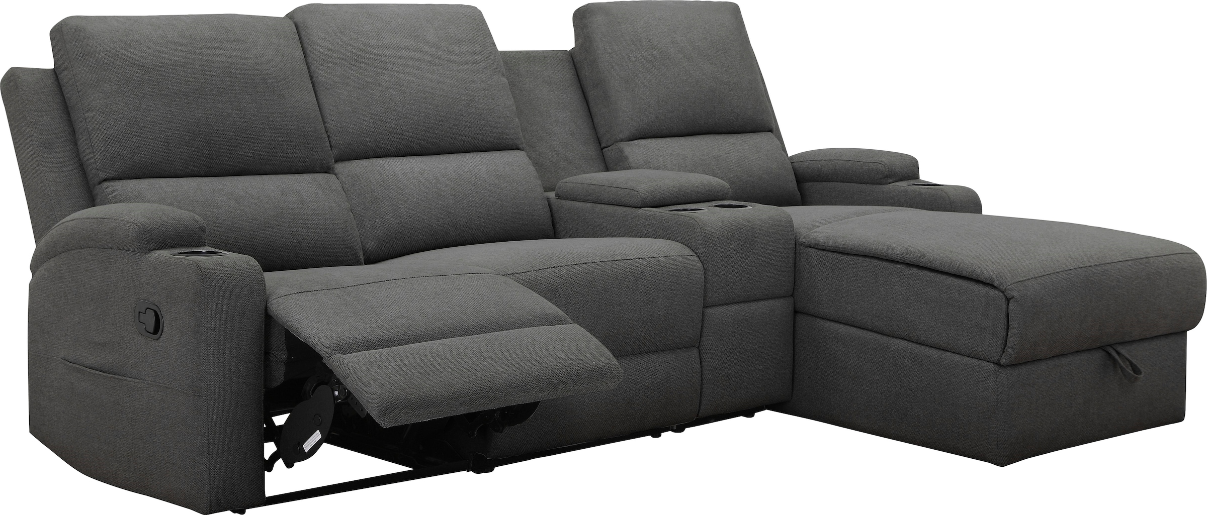 Home affaire Ecksofa »Napori Multimediasofa, 3er Kinosessel XXL, L-Form,«, Kinosofa mit Relaxfunktion, Getränkehalter, Staufach und Staukasten