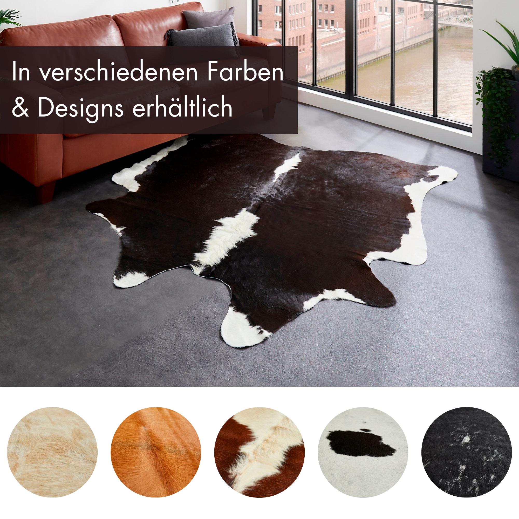LUXOR living Fellteppich »Rinderfell«, fellförmig, 3 mm Höhe, echtes Rinderfell, Naturprodukt - daher ist jedes Fell ein Einzelstück