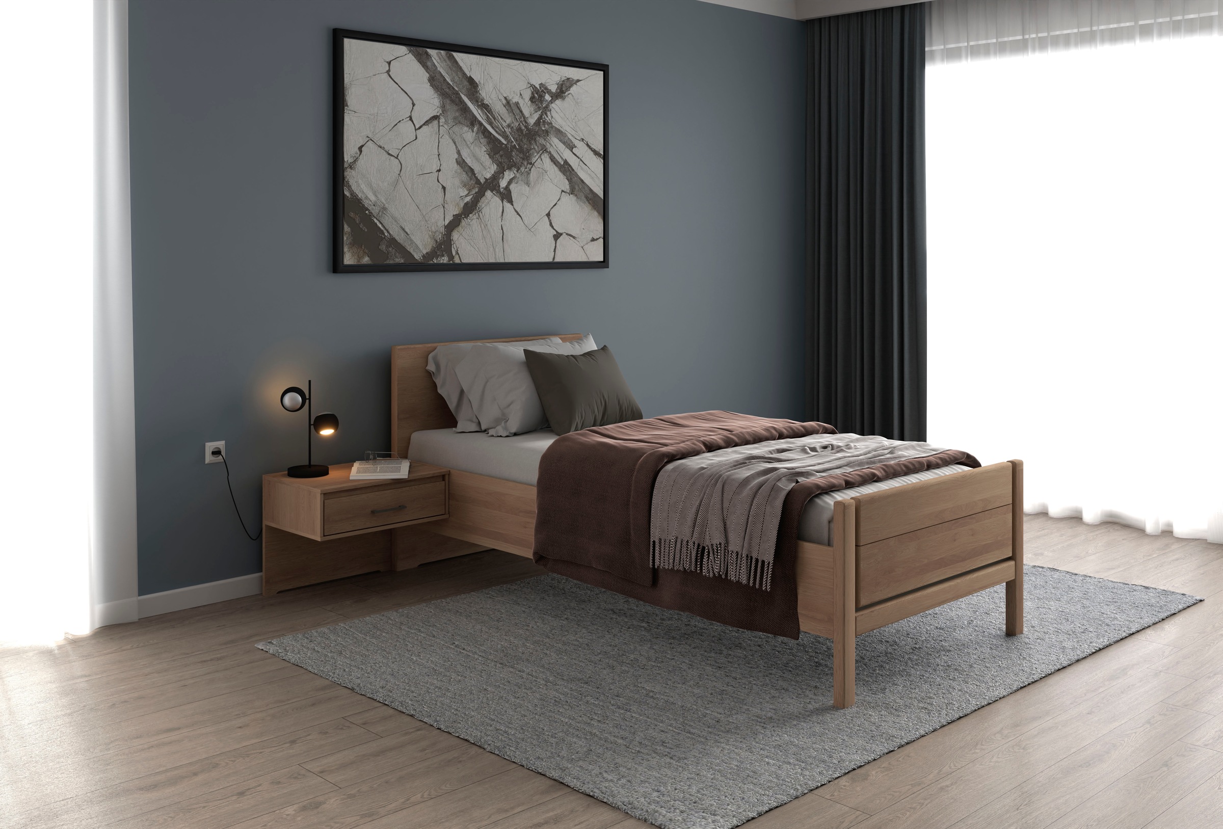 Musterring Holzbett »Sorrent, Bettgestell, Bettrahmen, teilmassiv Eiche«, (MADE IN GERMANY), Eiche teilmassiv, Liegehöhenverstellung, Stollenfußteil