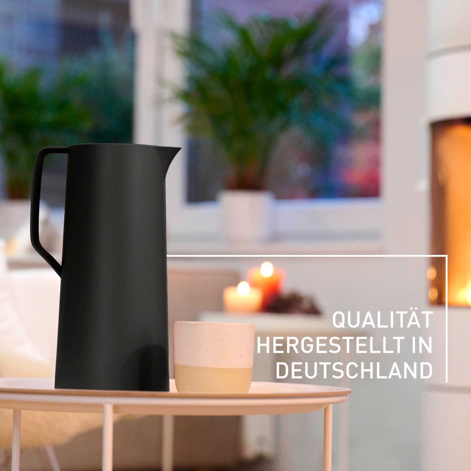 Emsa Isolierkanne »Motiva in modernem Design, 100% auslaufsicher, Made in Germany« 1 l doppelwandiger Glasisolierkolben, bis zu 12h warm/24h kalt,  Quick-Press-Deckel, Einhandbedienung, ergonomischer Schraubdeckel