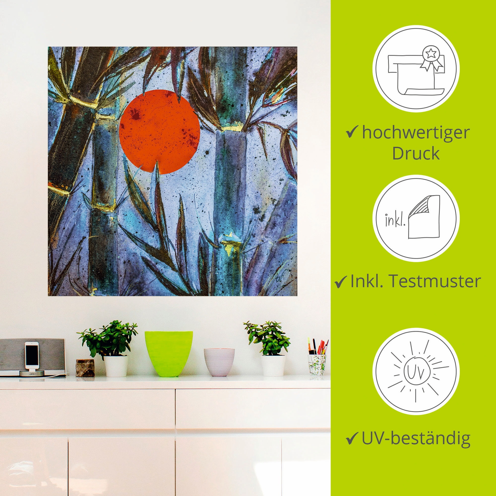 Artland Wandfolie »Bambus im blauen Licht«, Arrangements, (1 St.), selbstklebend
