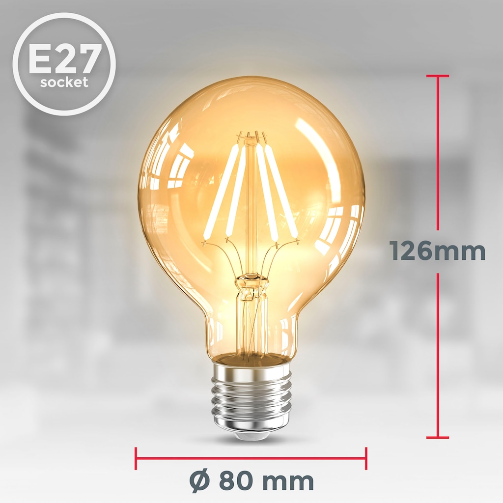 B.K.Licht LED-Leuchtmittel »BK_LM1400 LED Leuchtmittel 2er Set E27 G80«, E27, 2 St., Warmweiß