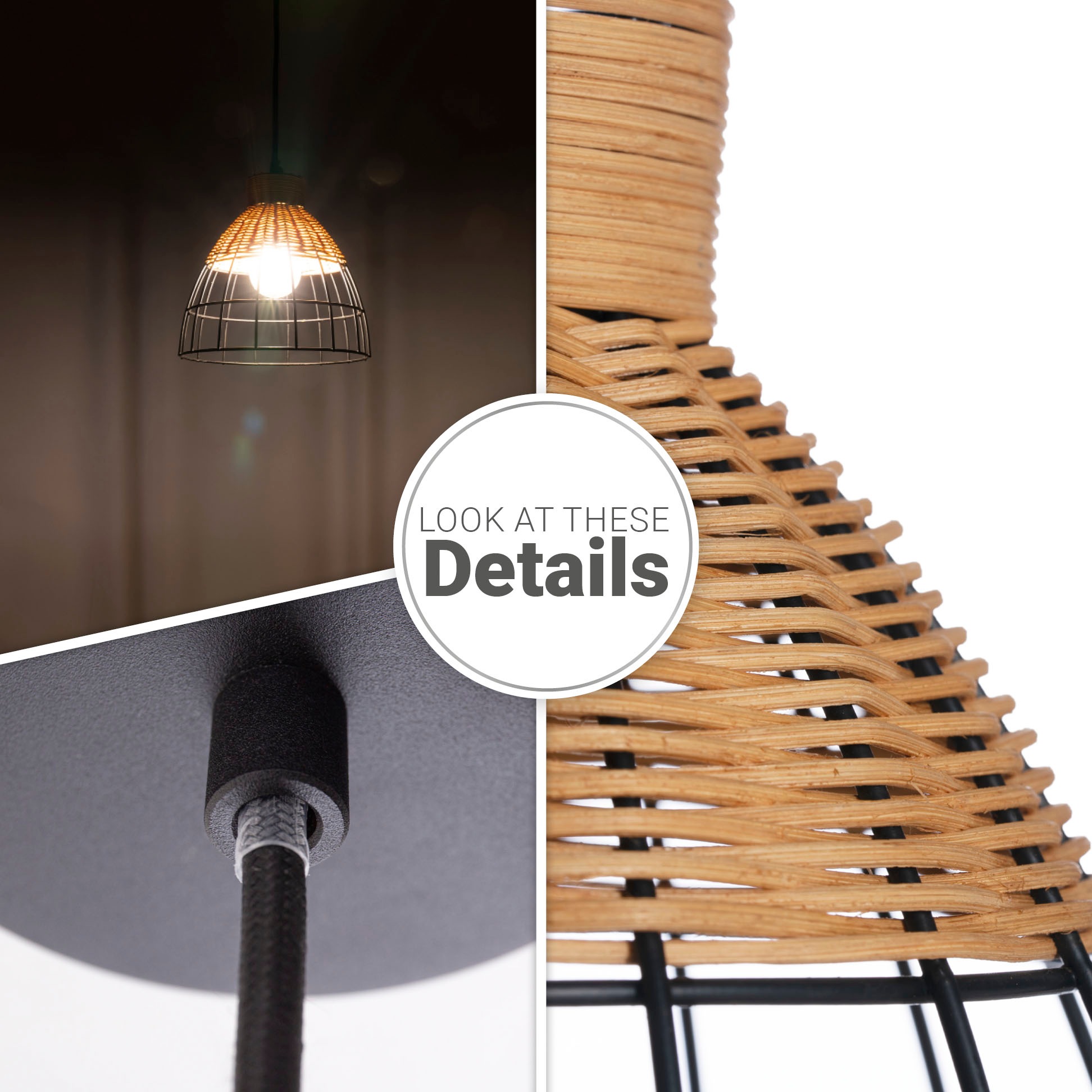 Paco Home Pendelleuchte »PUCA«, Leuchtmittel E27 | ohne Leuchtmittel, Lampe Pendelleuchte Korb Stahl Papier Esstisch Lampe Boho E27