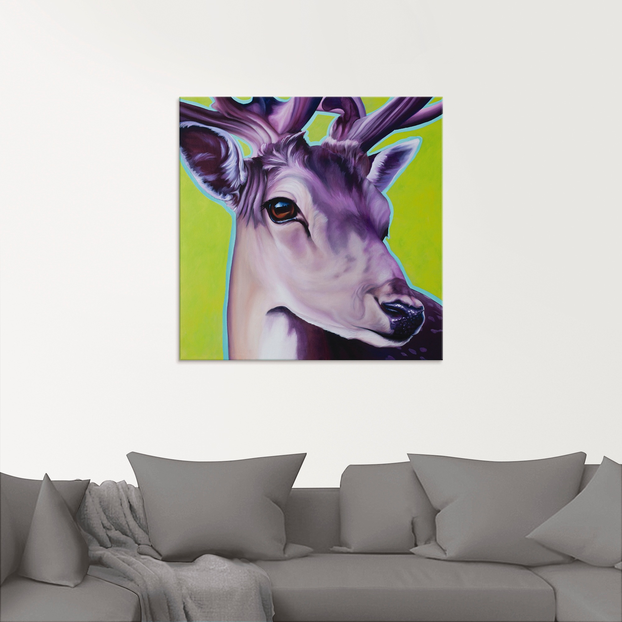 Artland Glasbild »Hirsch grün«, Wildtiere, (1 St.), in verschiedenen Größen