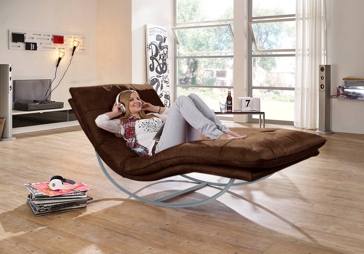 W.SCHILLIG Relaxliege »daily dreams«, in Waffelkissen-Optik, Schaukelgestell silber matt, in 2 Breiten